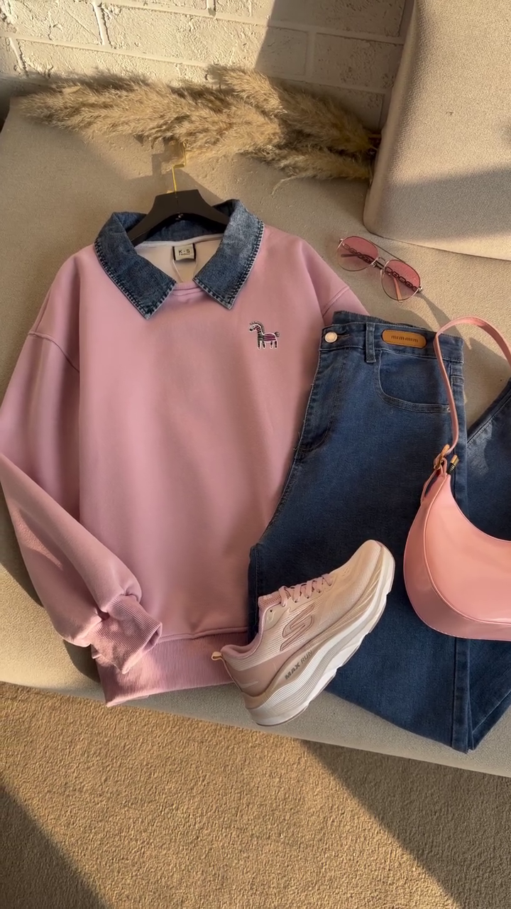 Breezy Pastel Top & White Pants Set