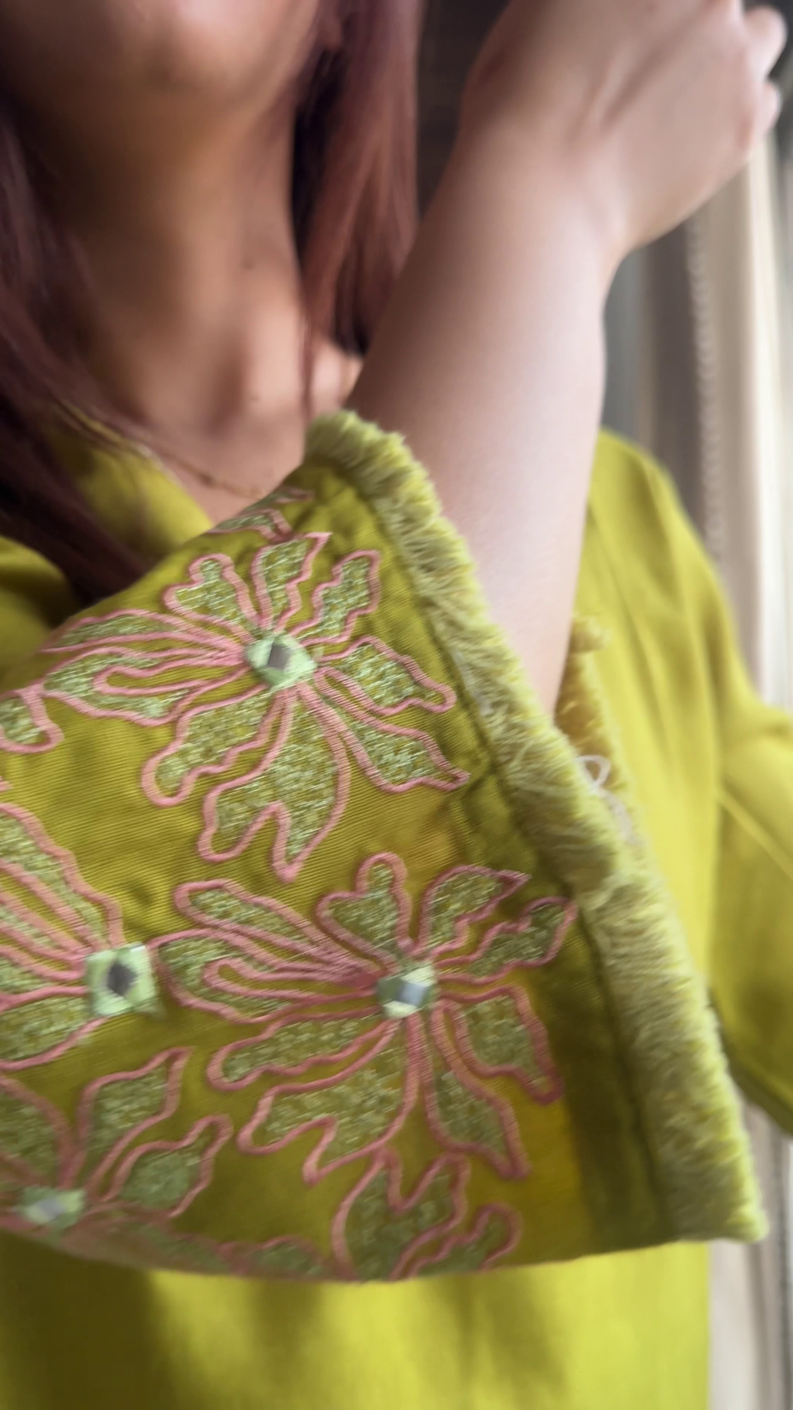Lime Glow Embroidered Kurta