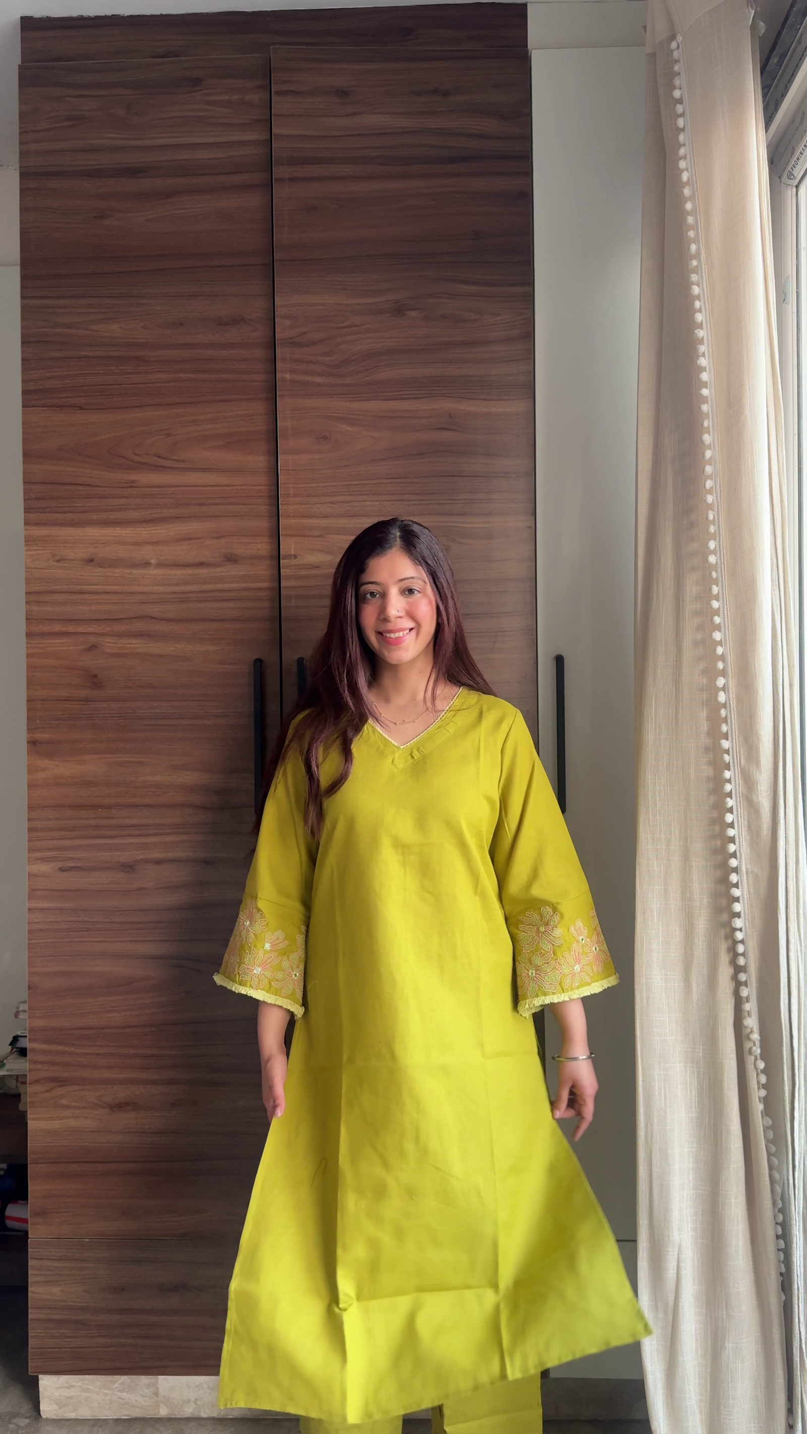 Lime Glow Embroidered Kurta
