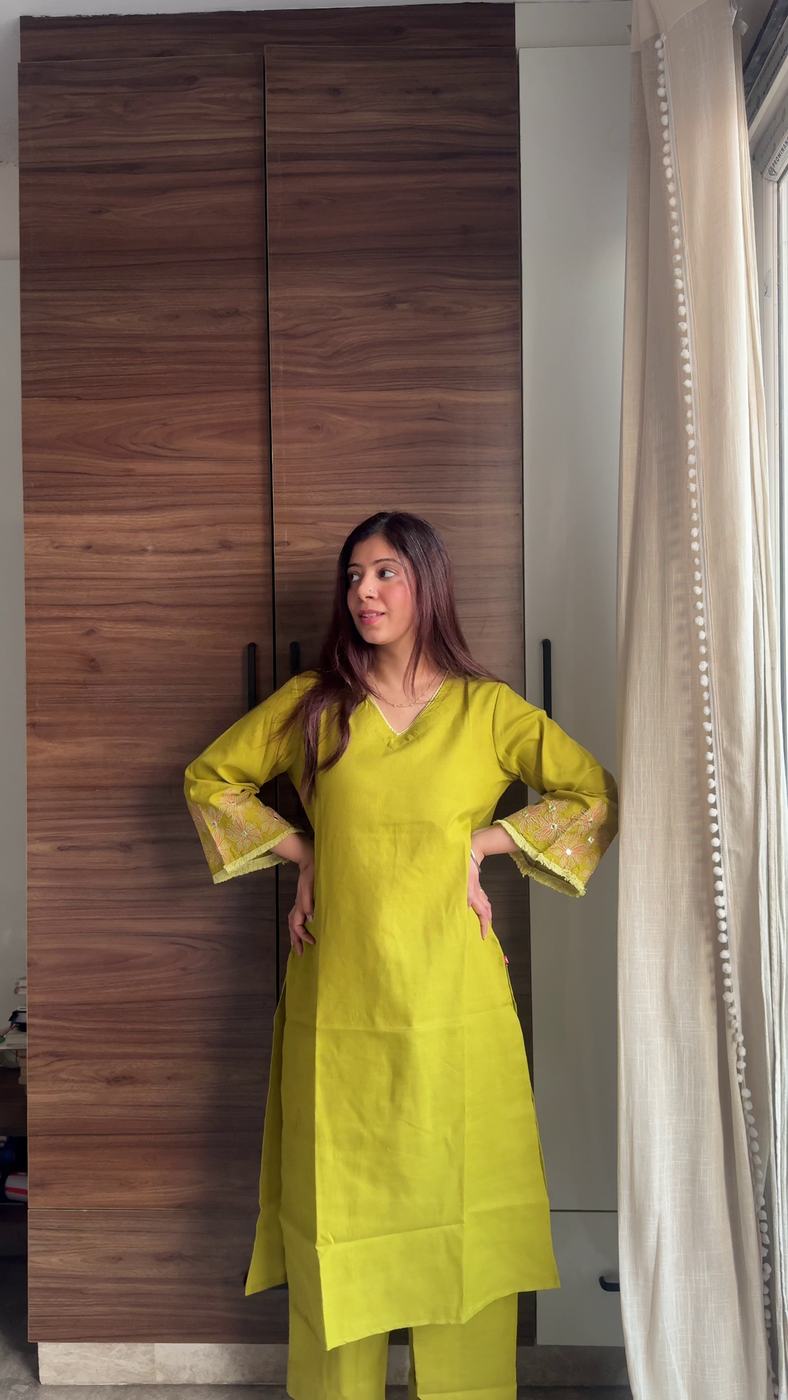 Lime Glow Embroidered Kurta