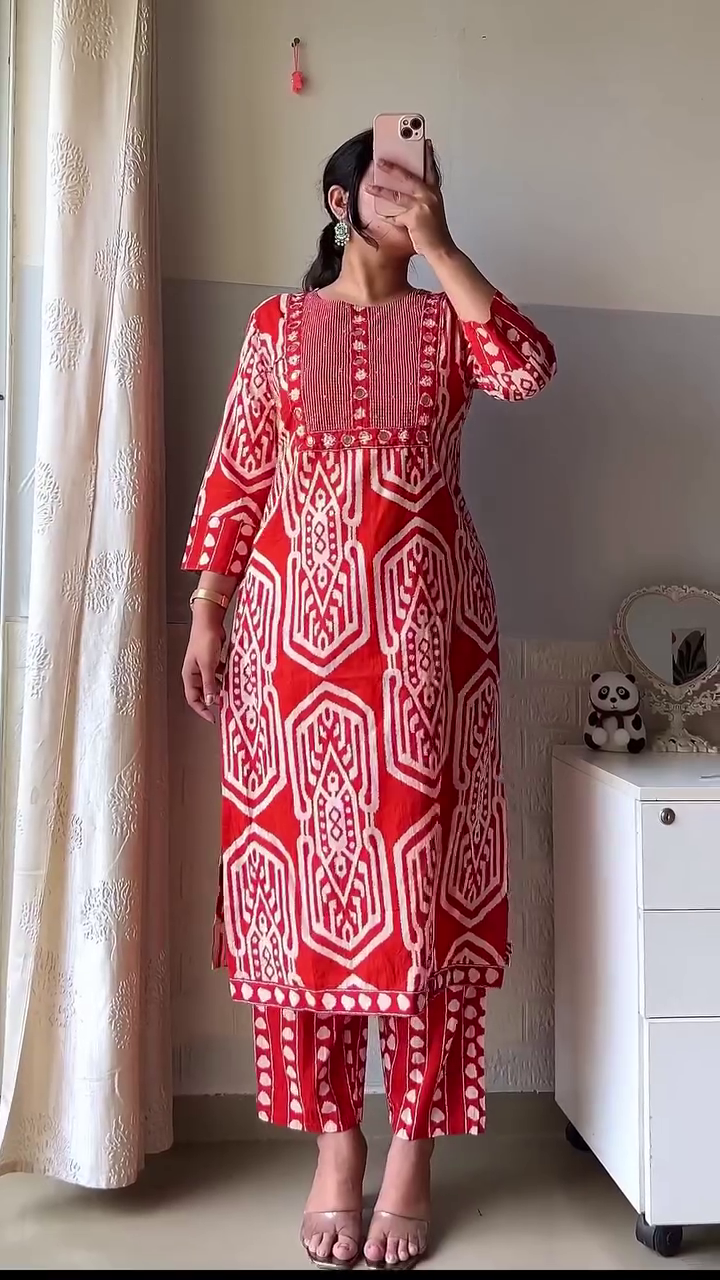 Ruby Radiance Printed Kurta Set