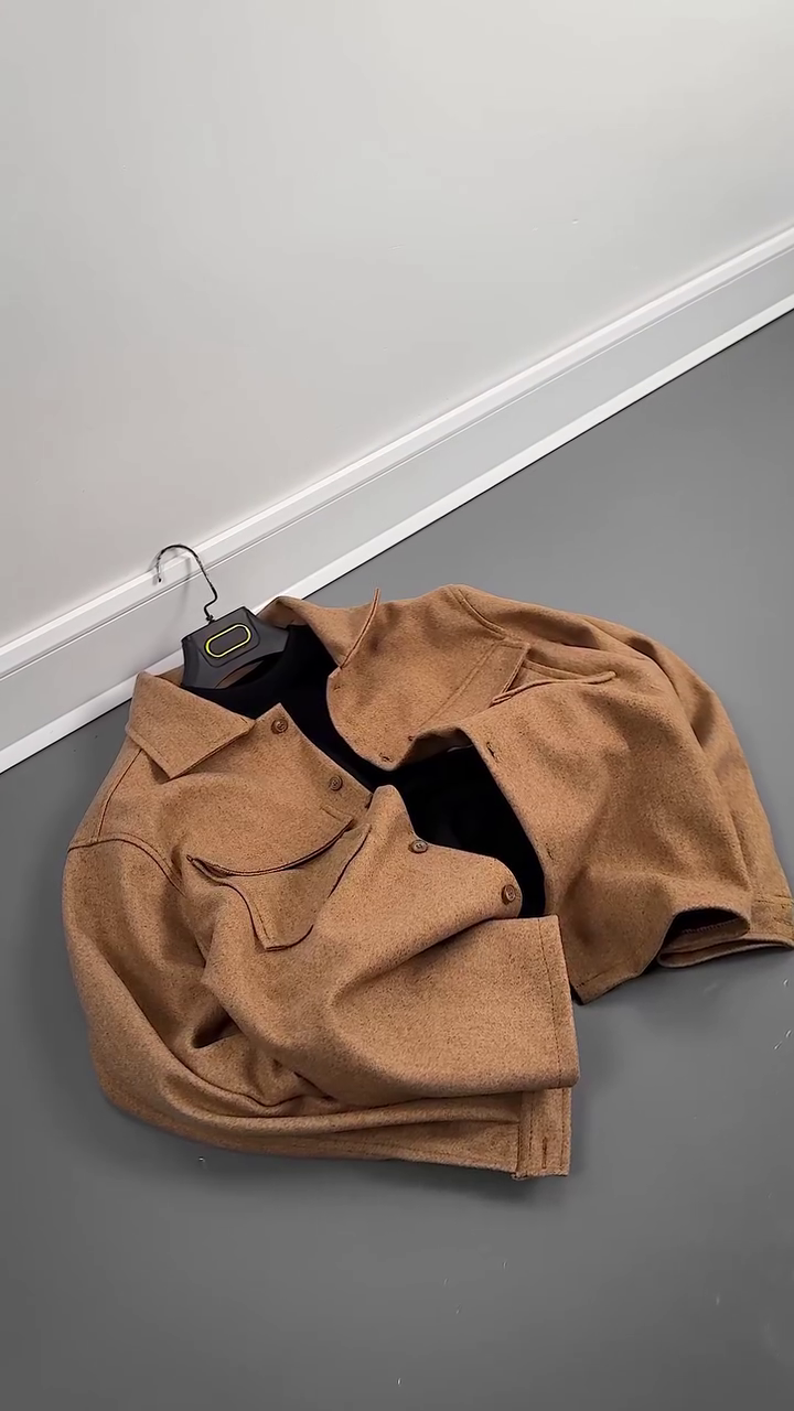 Classic Beige Button-Down Jacket with Utility Pockets