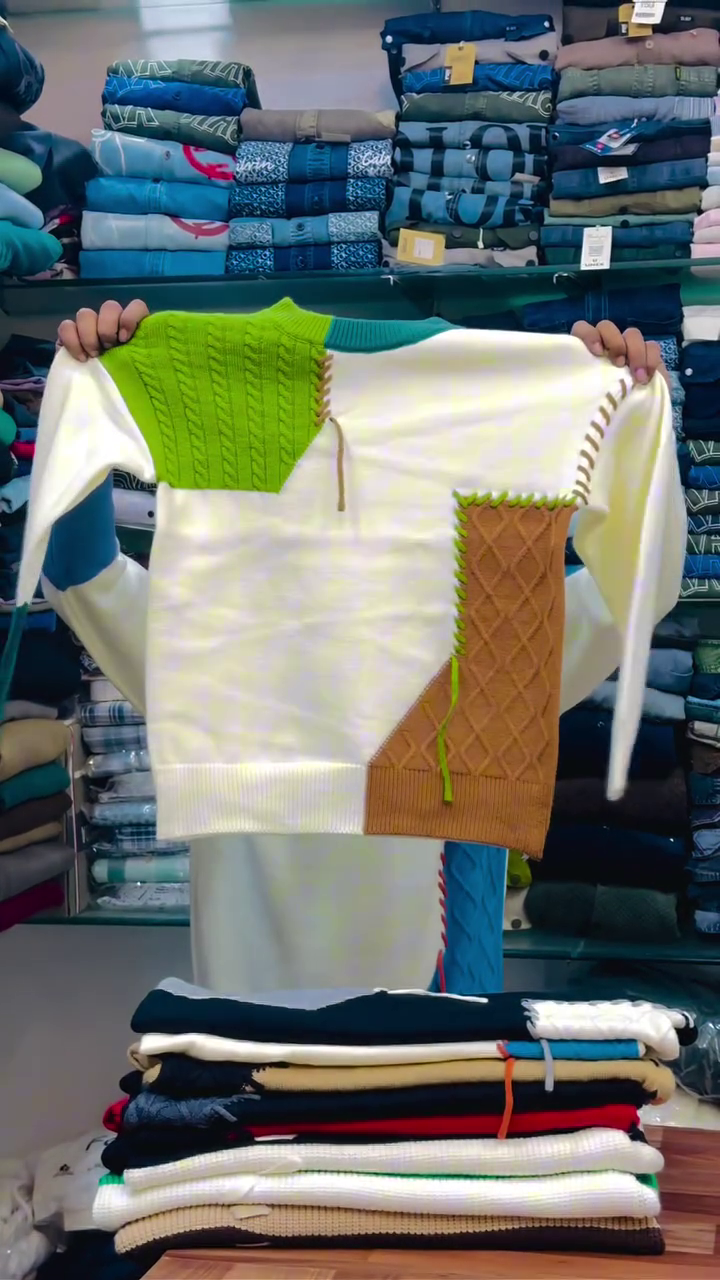 Monochrome Wave Knit Sweater