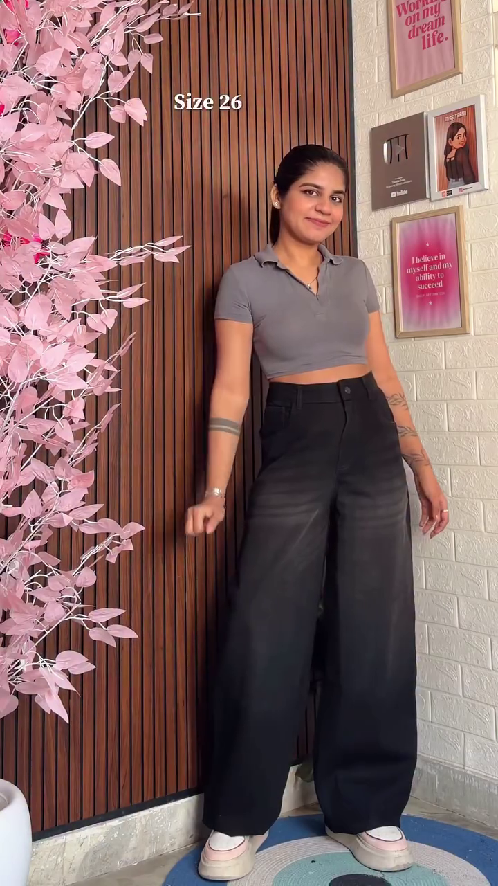 High-Waisted Wide Leg Denim Jeans