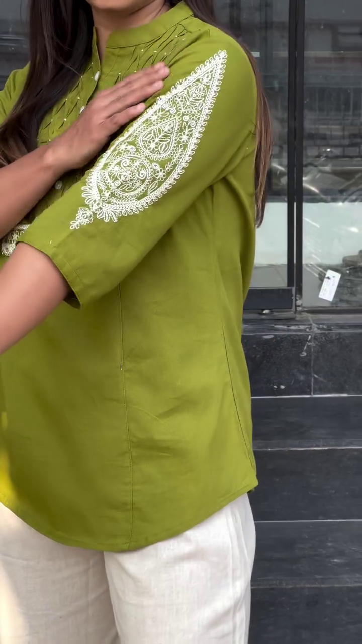 Crimson Embroidered Short Kurti