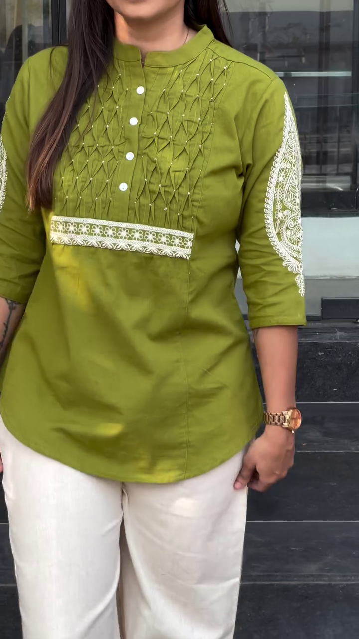 Crimson Embroidered Short Kurti