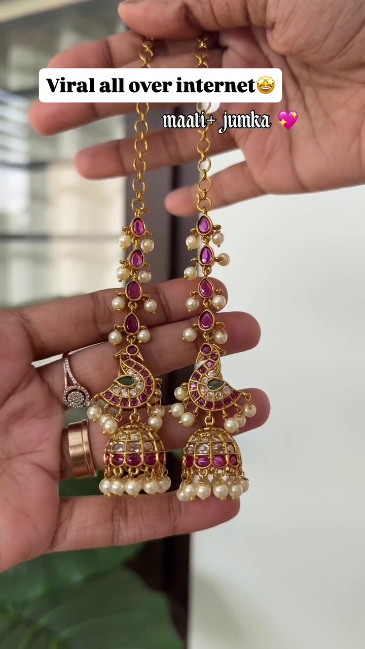 Viral Peacock Maati & Jhumka Set