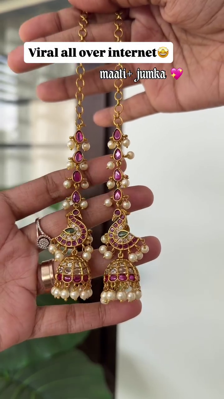 Viral Peacock Maati & Jhumka Set