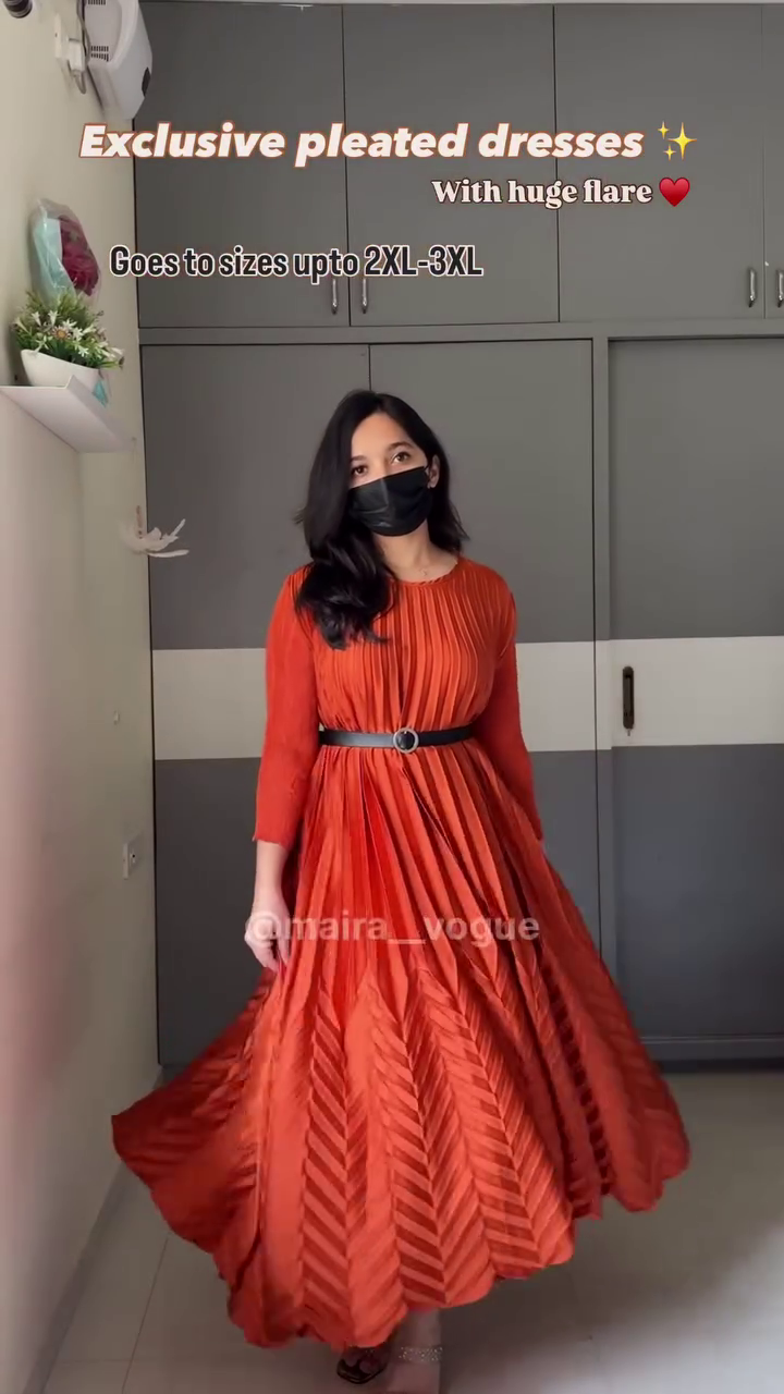 Ruby Red Pleated Flare Dress