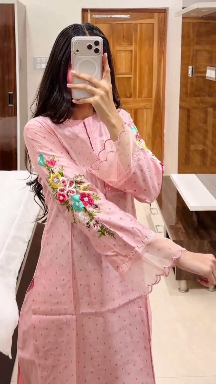 Ivory Blue Floral Kurta Set