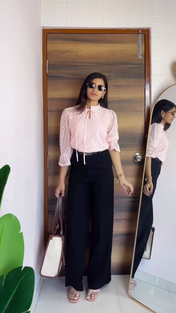 Elegant Wine Lace Statement Blouse