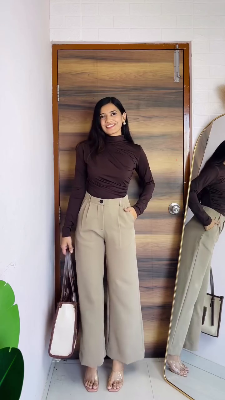 Classic Cocoa Wrap Blouse – Timeless Office Elegance