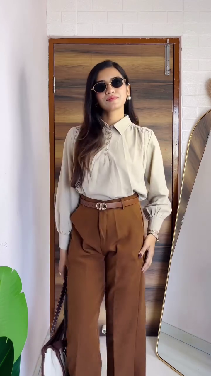 Chic Sand Button-Down Blouse – Effortless Modern Elegance