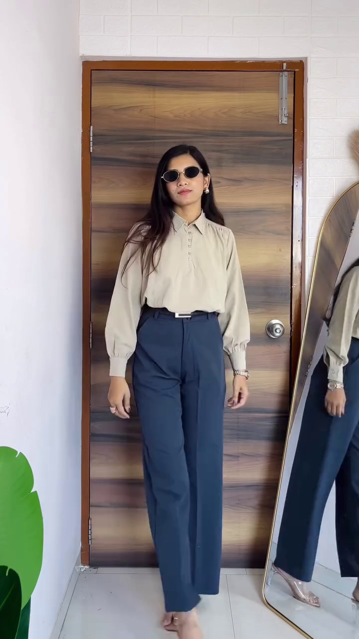 Chic Sand Button-Down Blouse – Effortless Modern Elegance