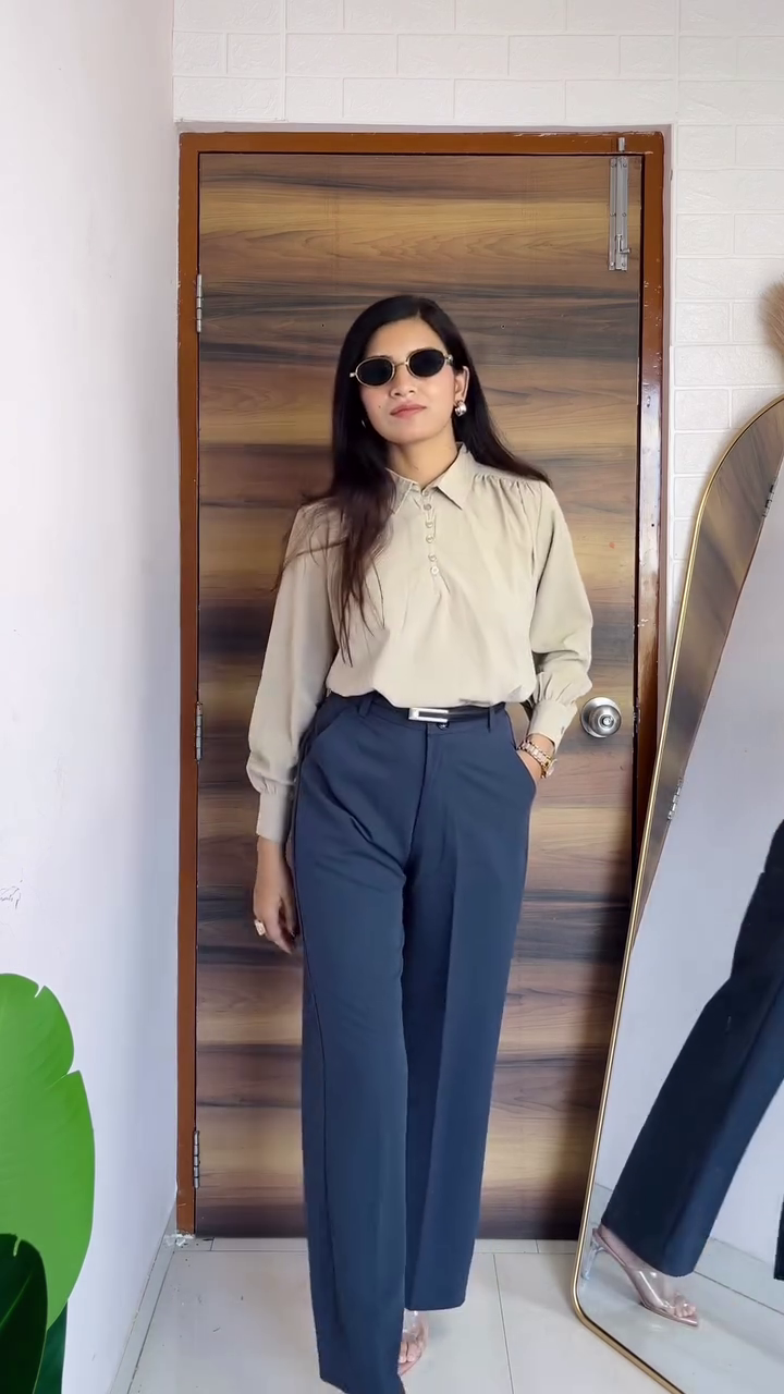 Chic Sand Button-Down Blouse – Effortless Modern Elegance