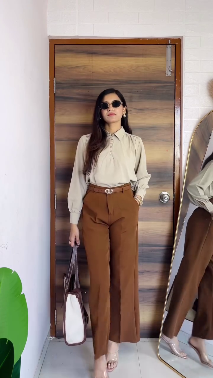 Chic Sand Button-Down Blouse – Effortless Modern Elegance