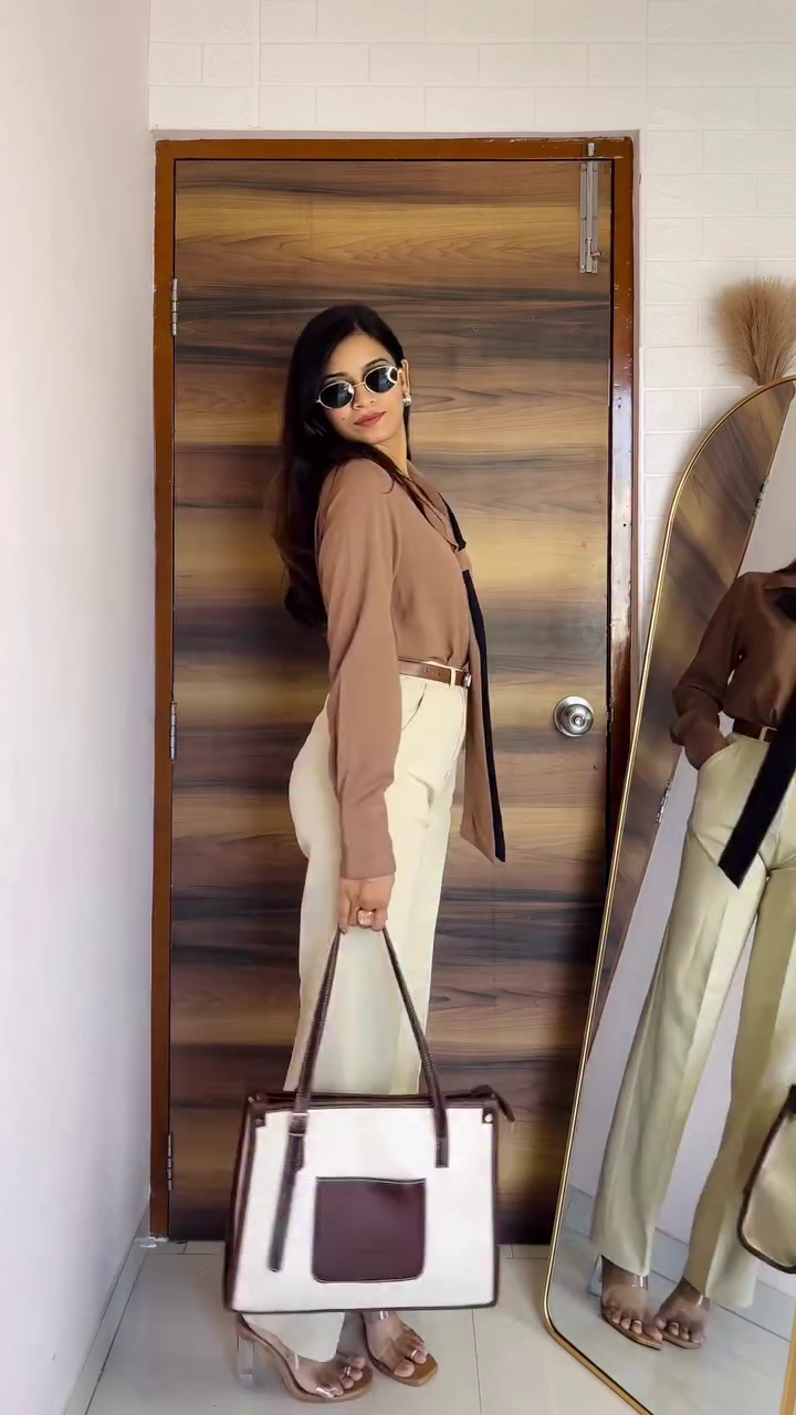 Mocha Tie-Neck Blouse – Refined Power Dressing