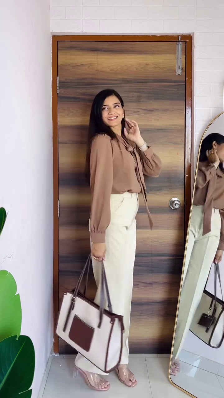 Mocha Tie-Neck Blouse – Refined Power Dressing