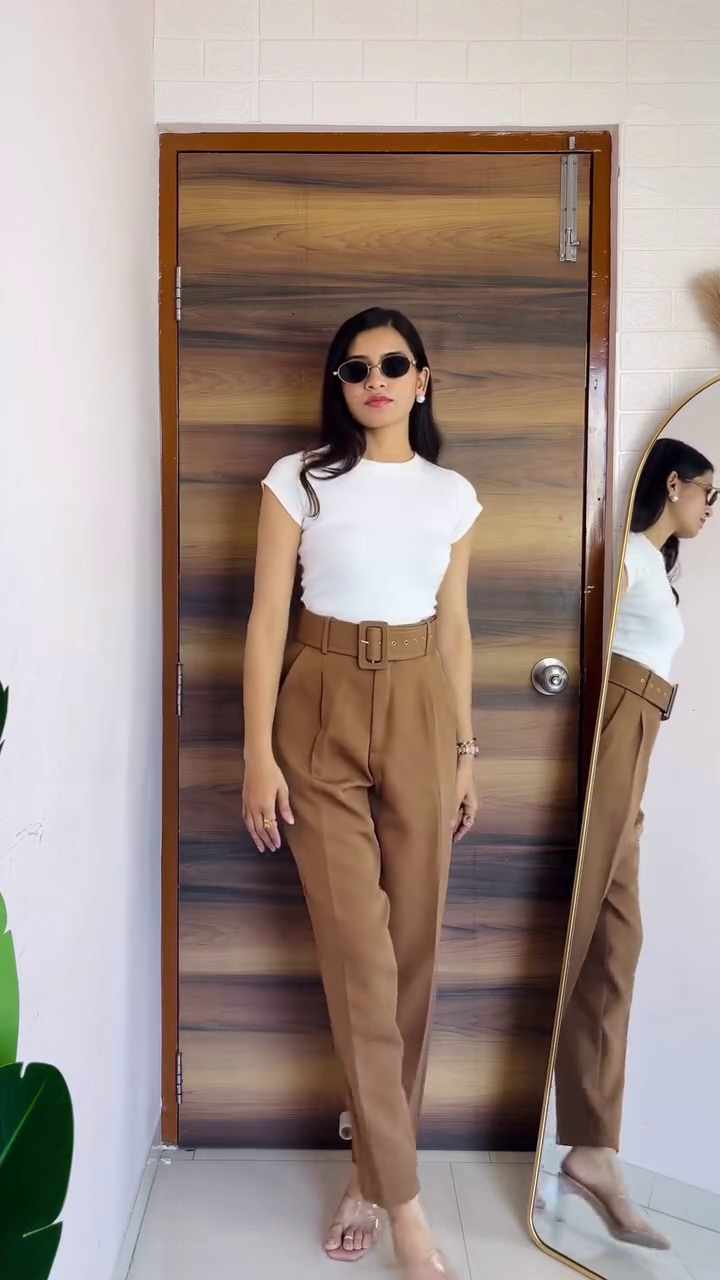 Burgundy Belted Trousers – Bold Minimalism