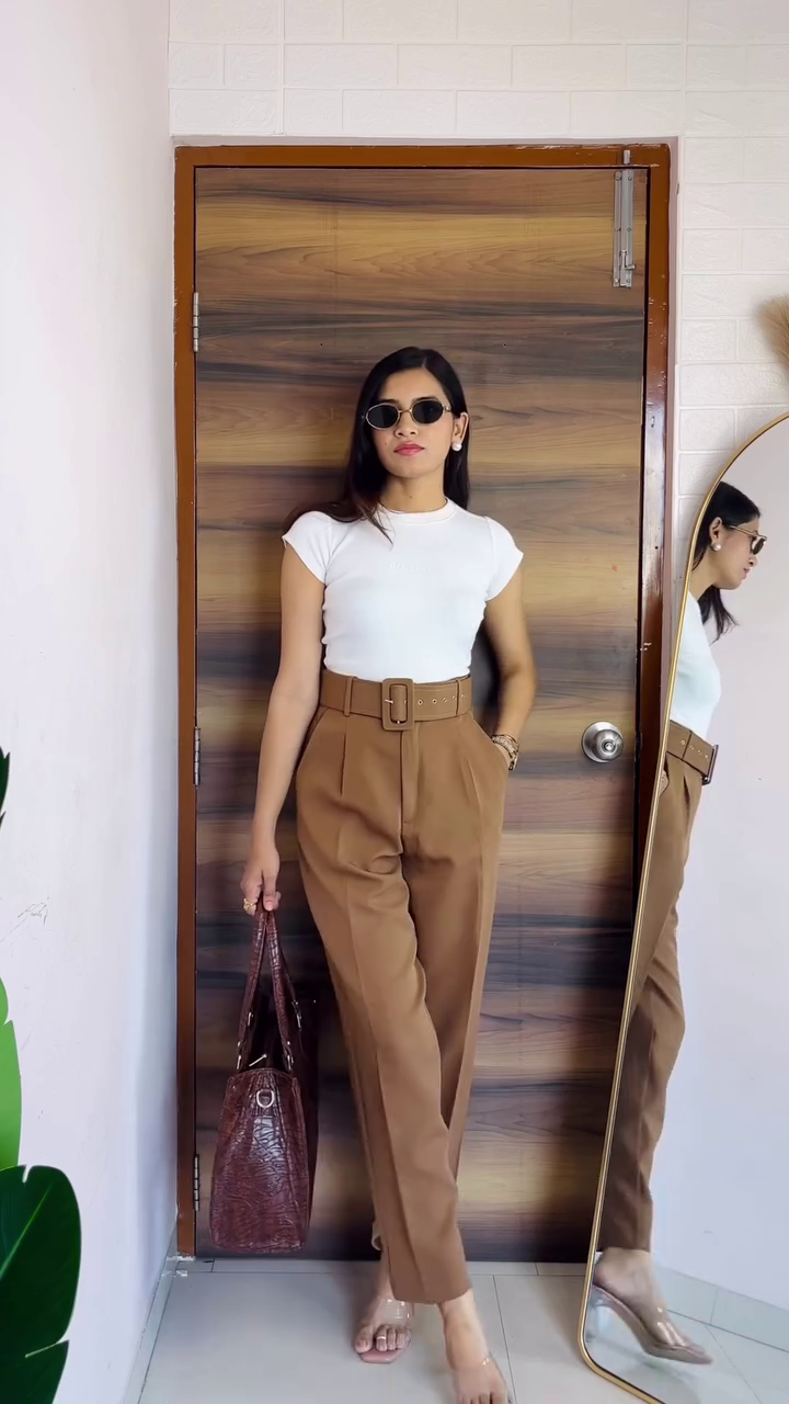 Burgundy Belted Trousers – Bold Minimalism