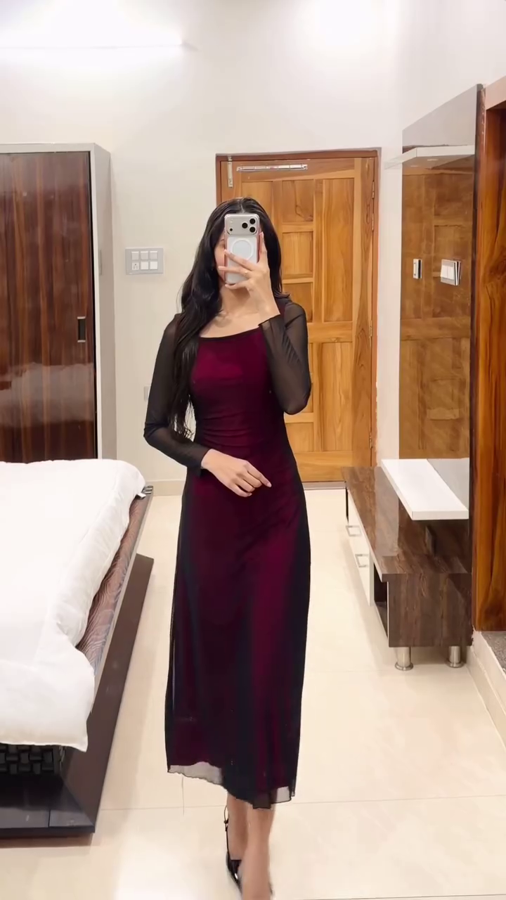 Midnight Rose Sheer Tiered Dress