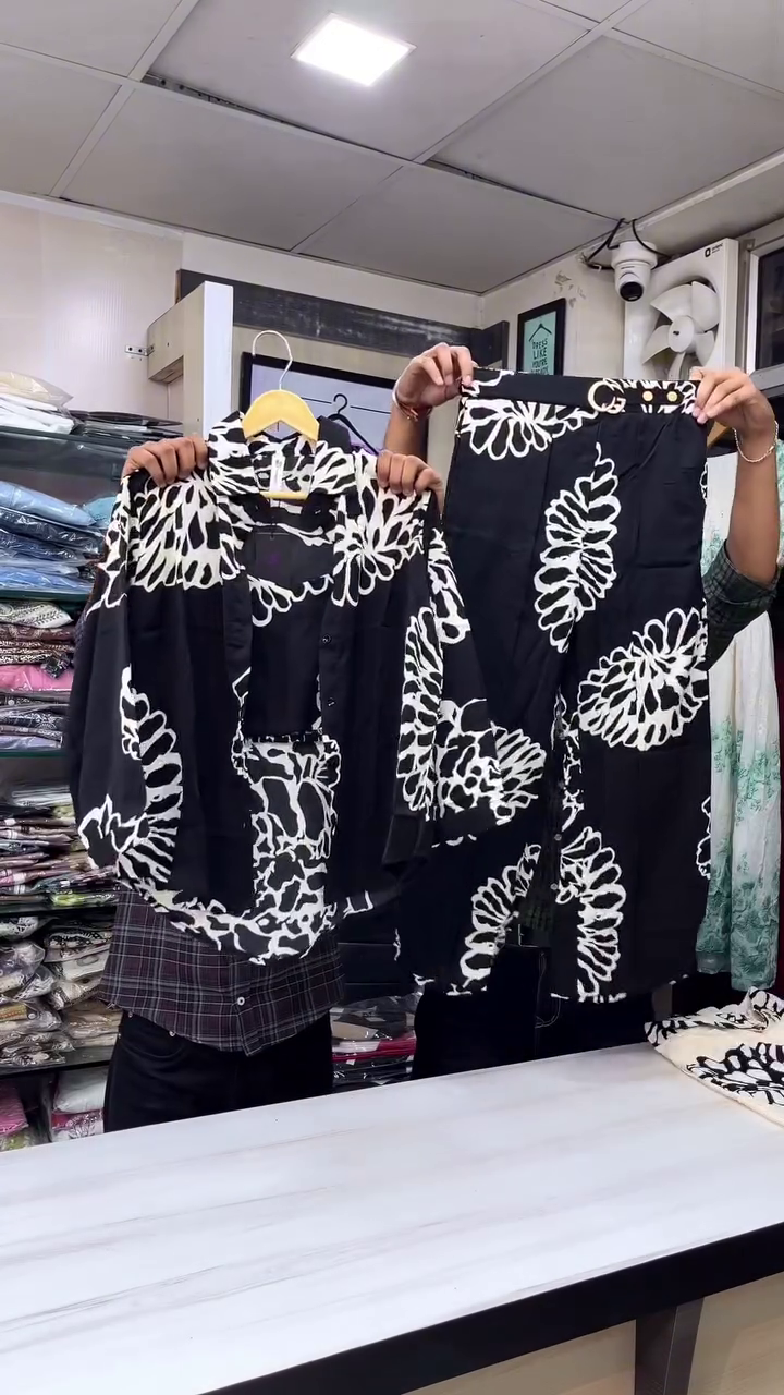 Oversized Floral Printed Two-Piece Shirt and Pants