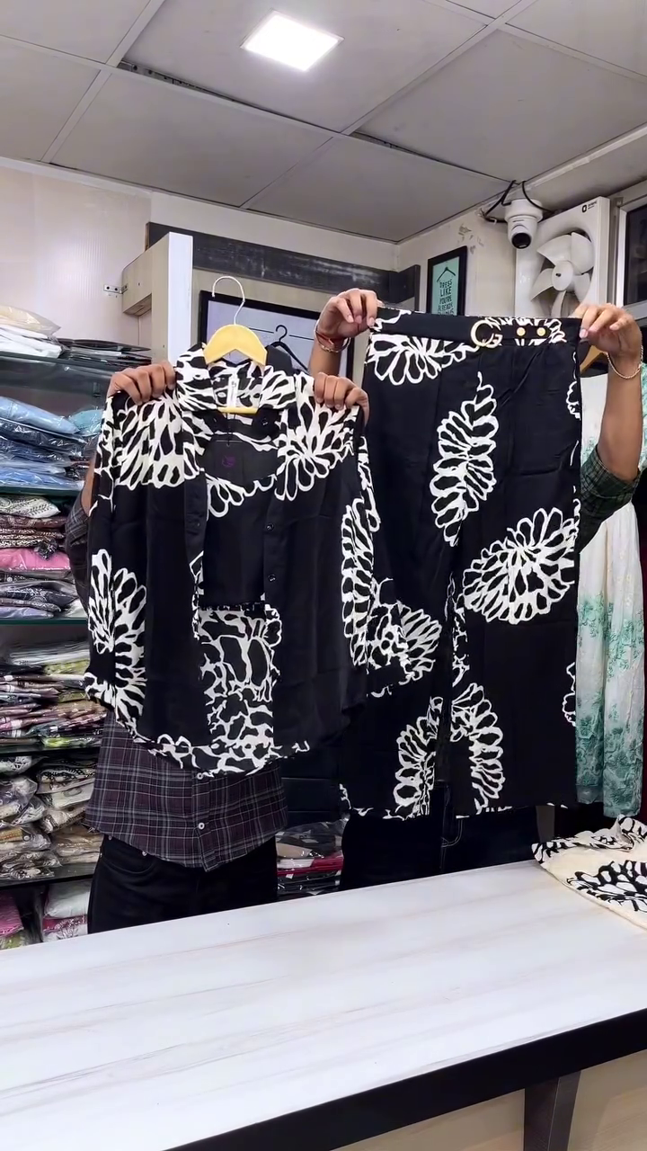 Oversized Floral Printed Two-Piece Shirt and Pants