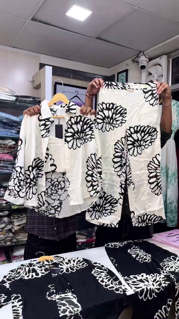 Oversized Floral Printed Two-Piece Shirt and Pants