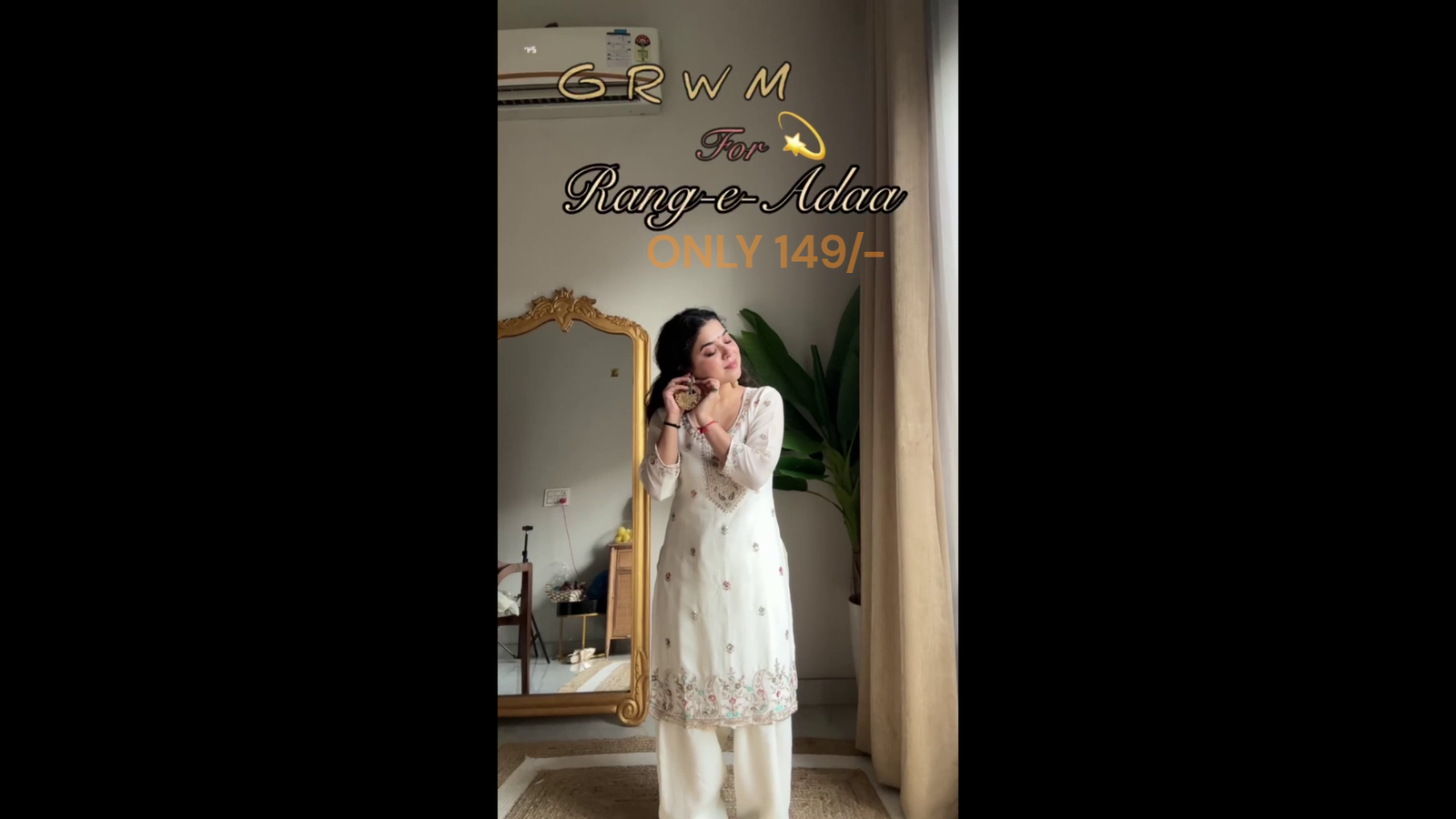 Elegant Ivory Embroidered Kurti Palazzo Set