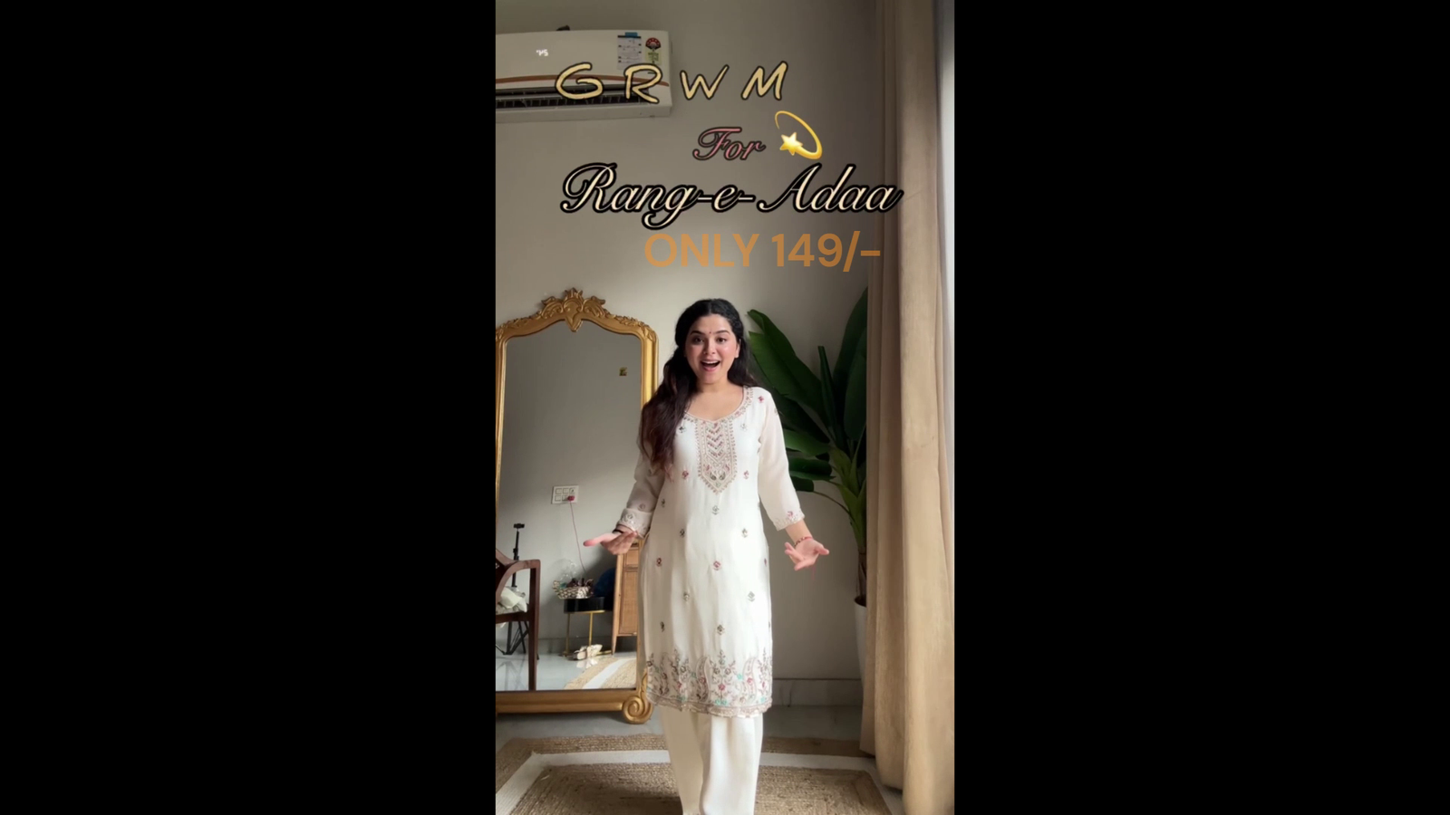 Elegant Ivory Embroidered Kurti Palazzo Set