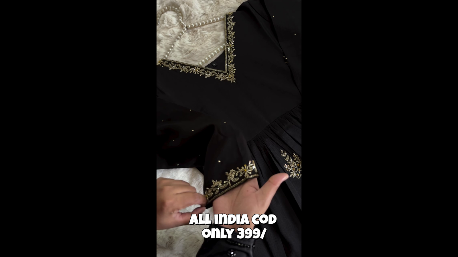 Black Embroidered Anarkali Style Ethnic Set