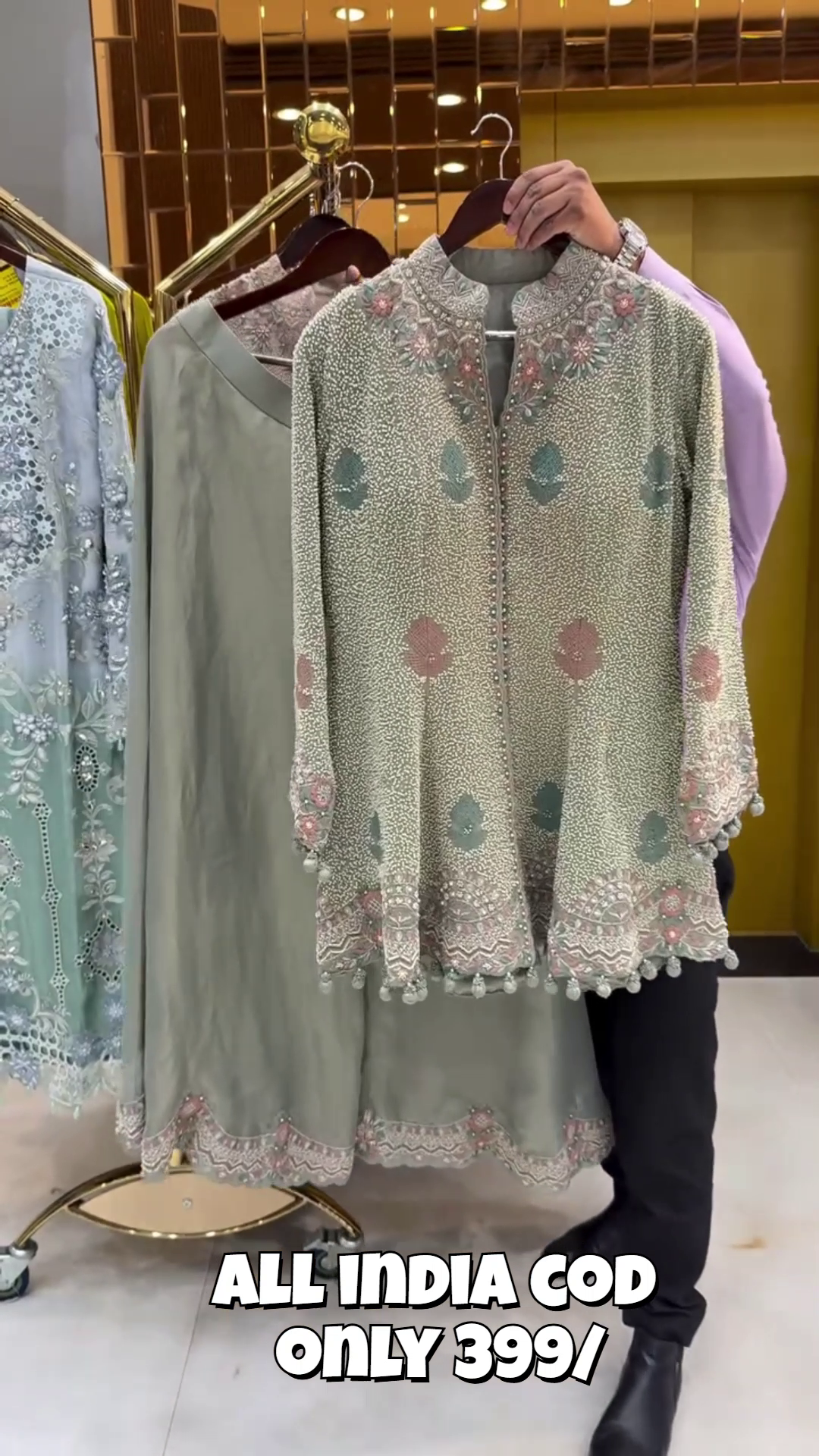 Blush Pink Embroidered Kurta with Palazzo Set