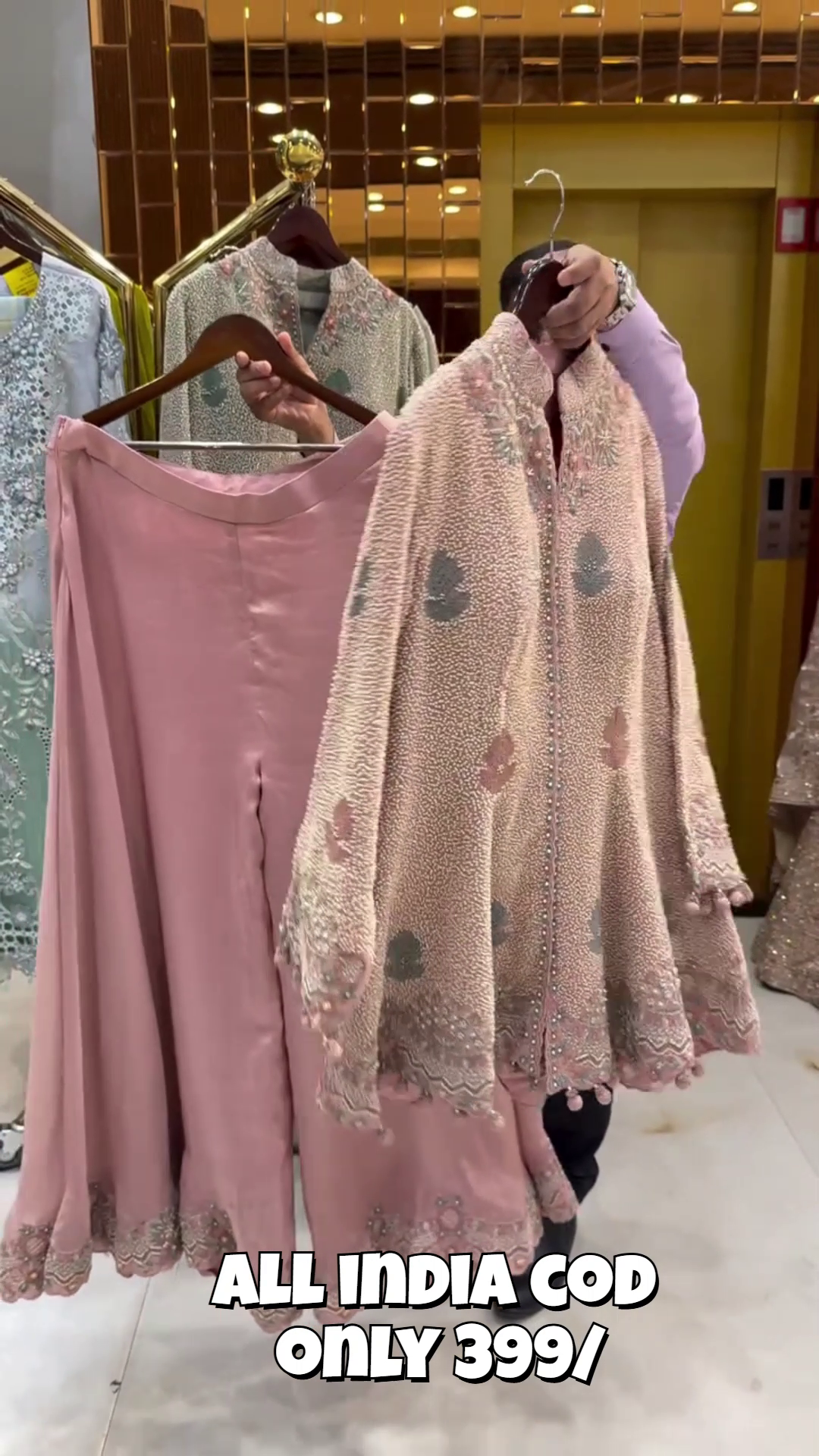 Blush Pink Embroidered Kurta with Palazzo Set