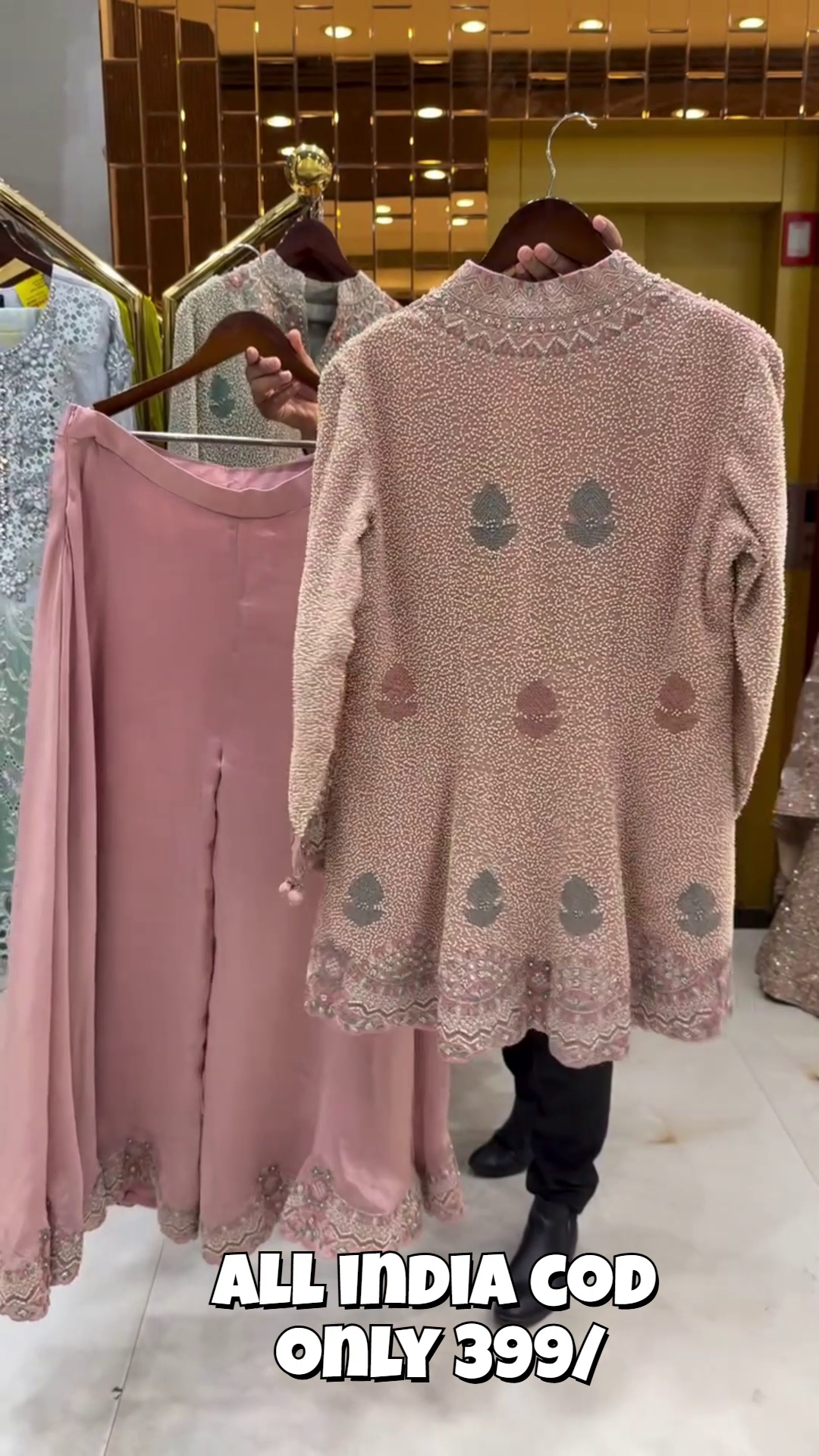 Blush Pink Embroidered Kurta with Palazzo Set