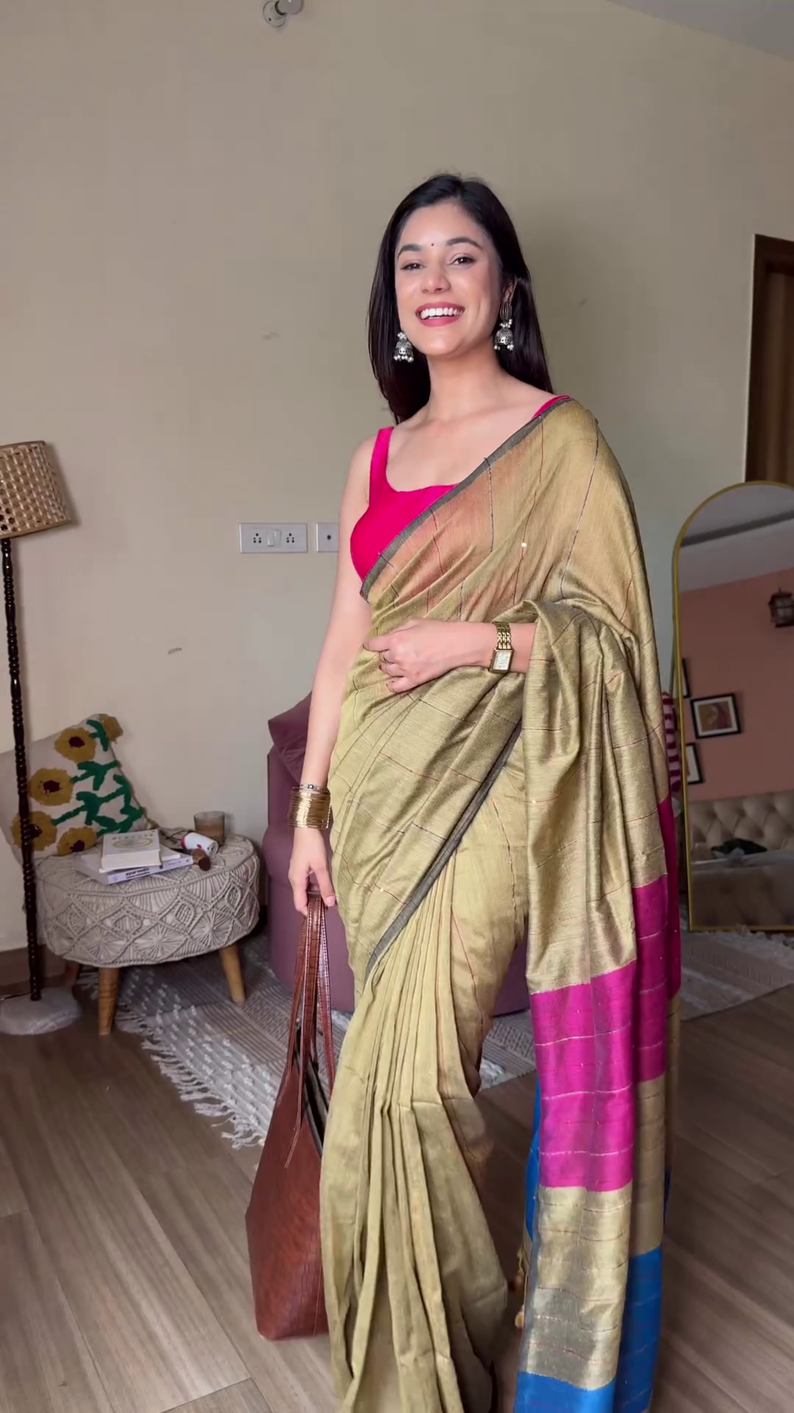 Elegant Green Silk Saree with Classic Border