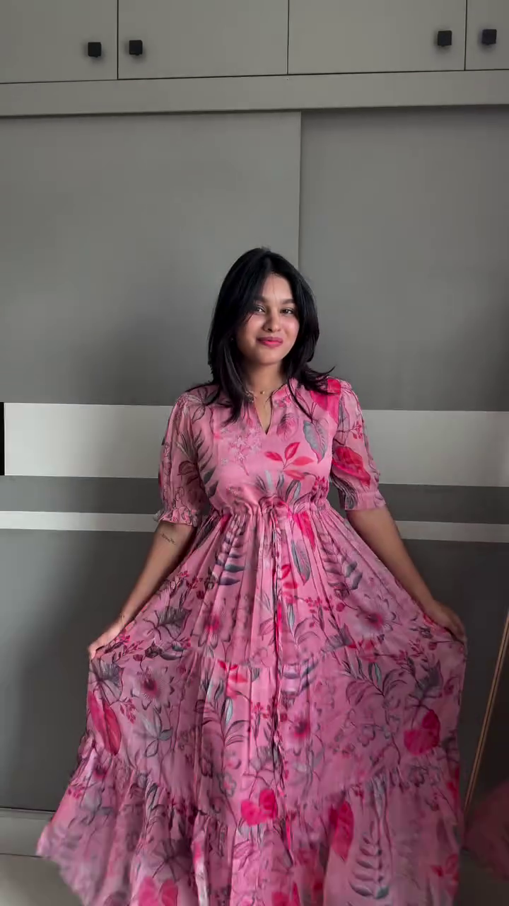 Mustard Printed Flared Maxi Dress