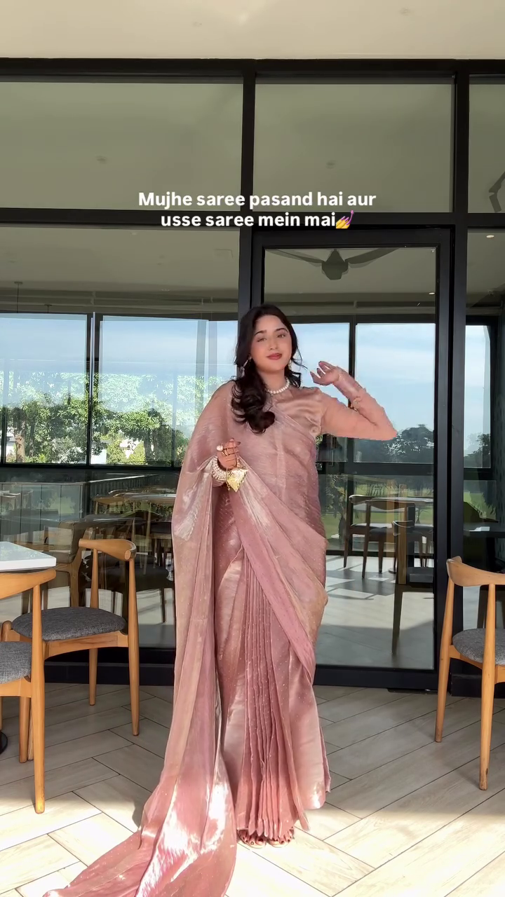 Elegant Rose Gold Party Wear Saree