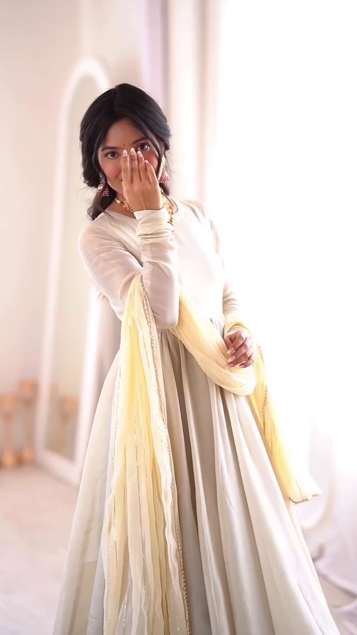 Ivory Anarkali Dress with Dupatta