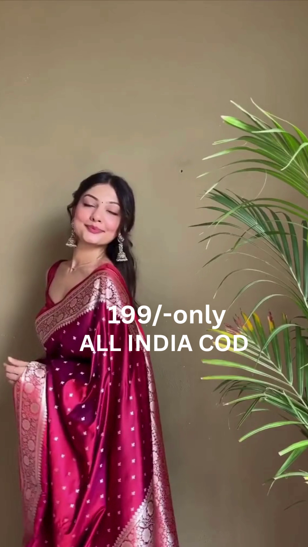 Wine Maroon Banarasi Style Saree