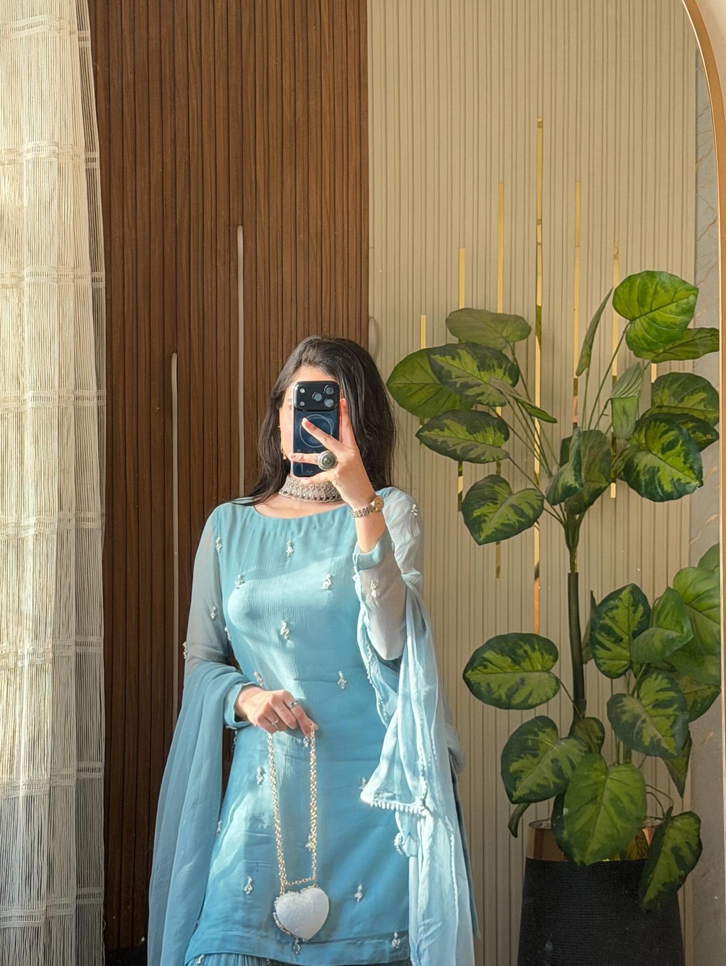 Powder Blue Embroidered Suit Set