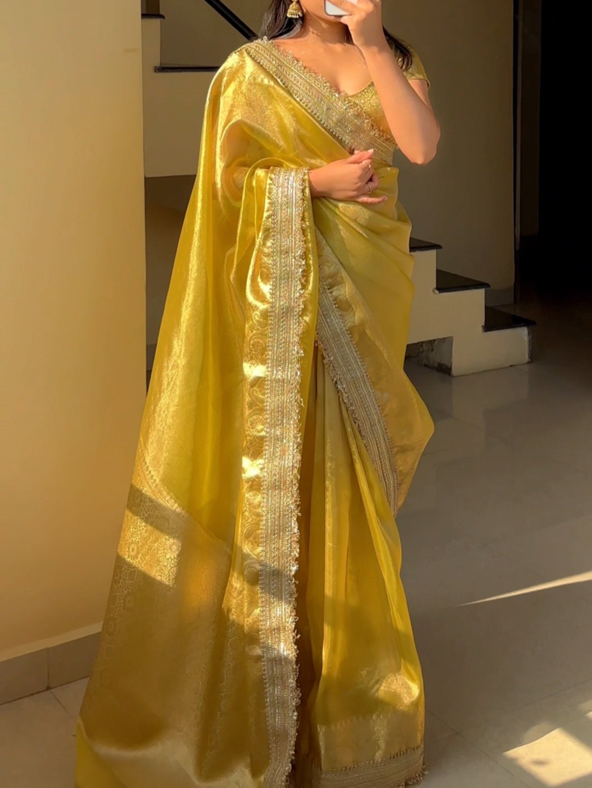 Sunshine Yellow Festive Silk Saree