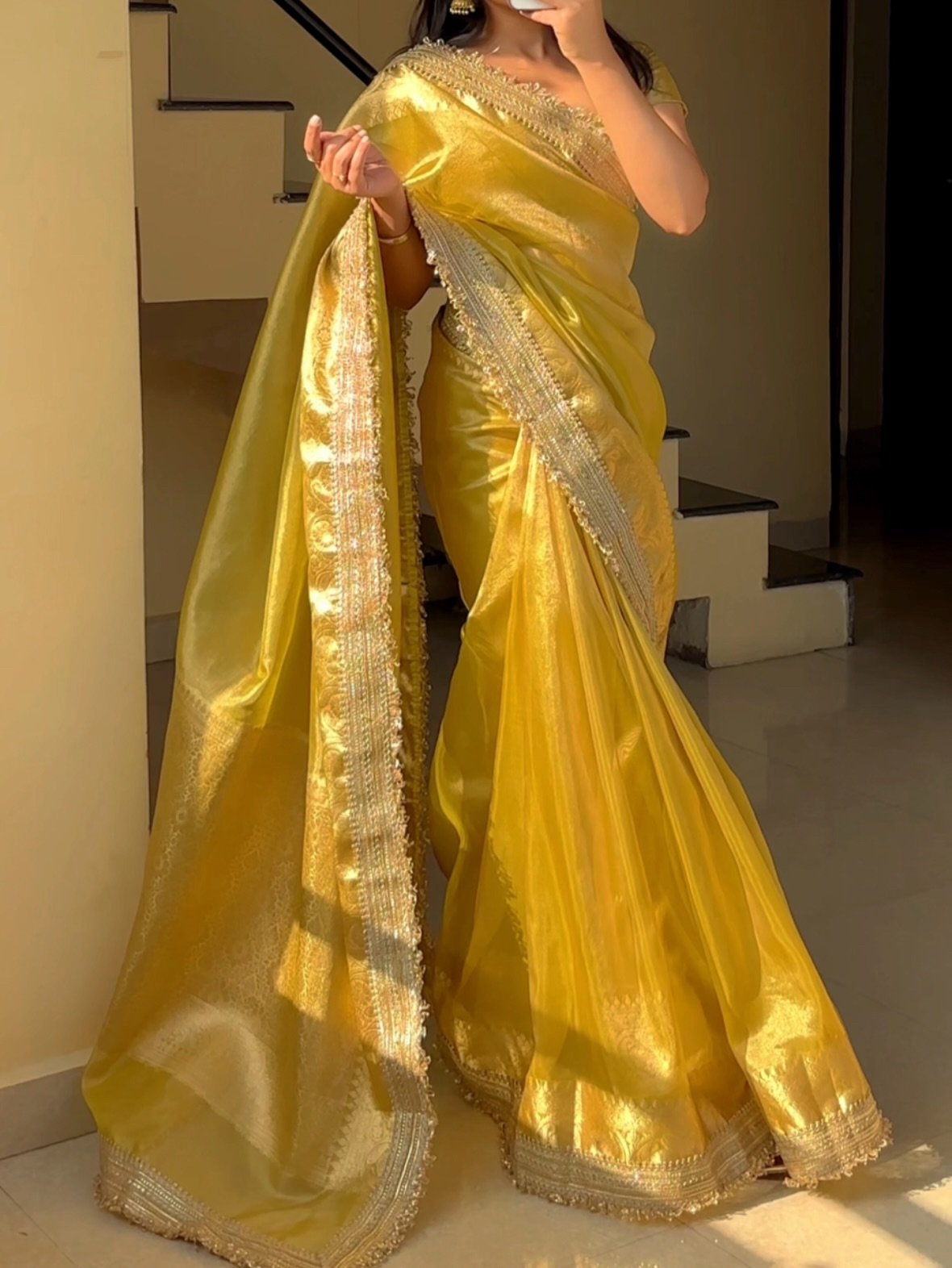Sunshine Yellow Festive Silk Saree