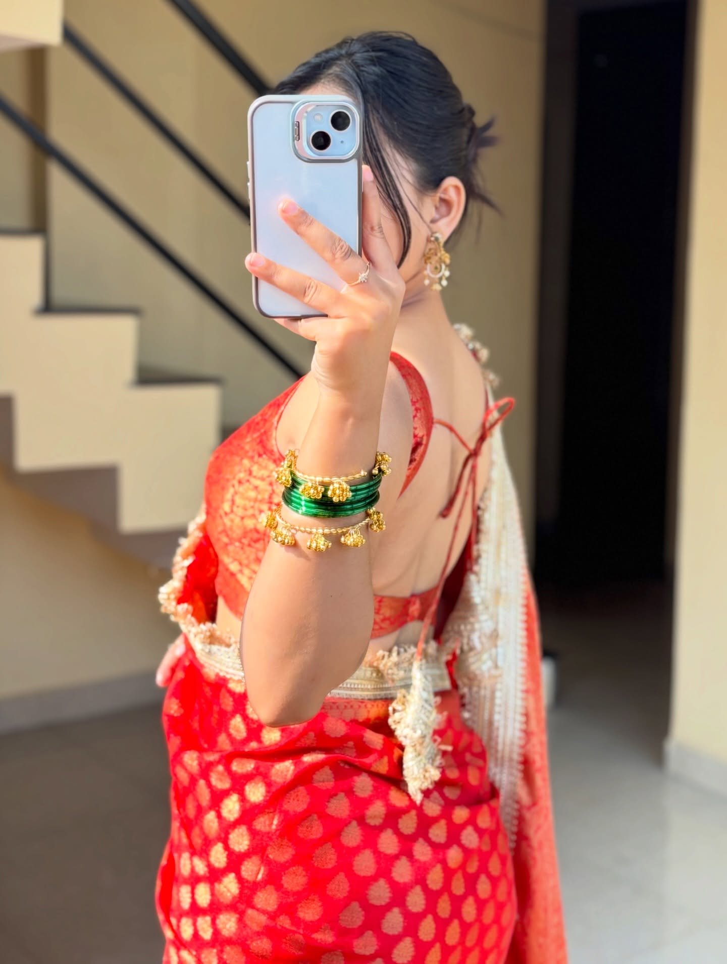Red Polka Banarasi Saree