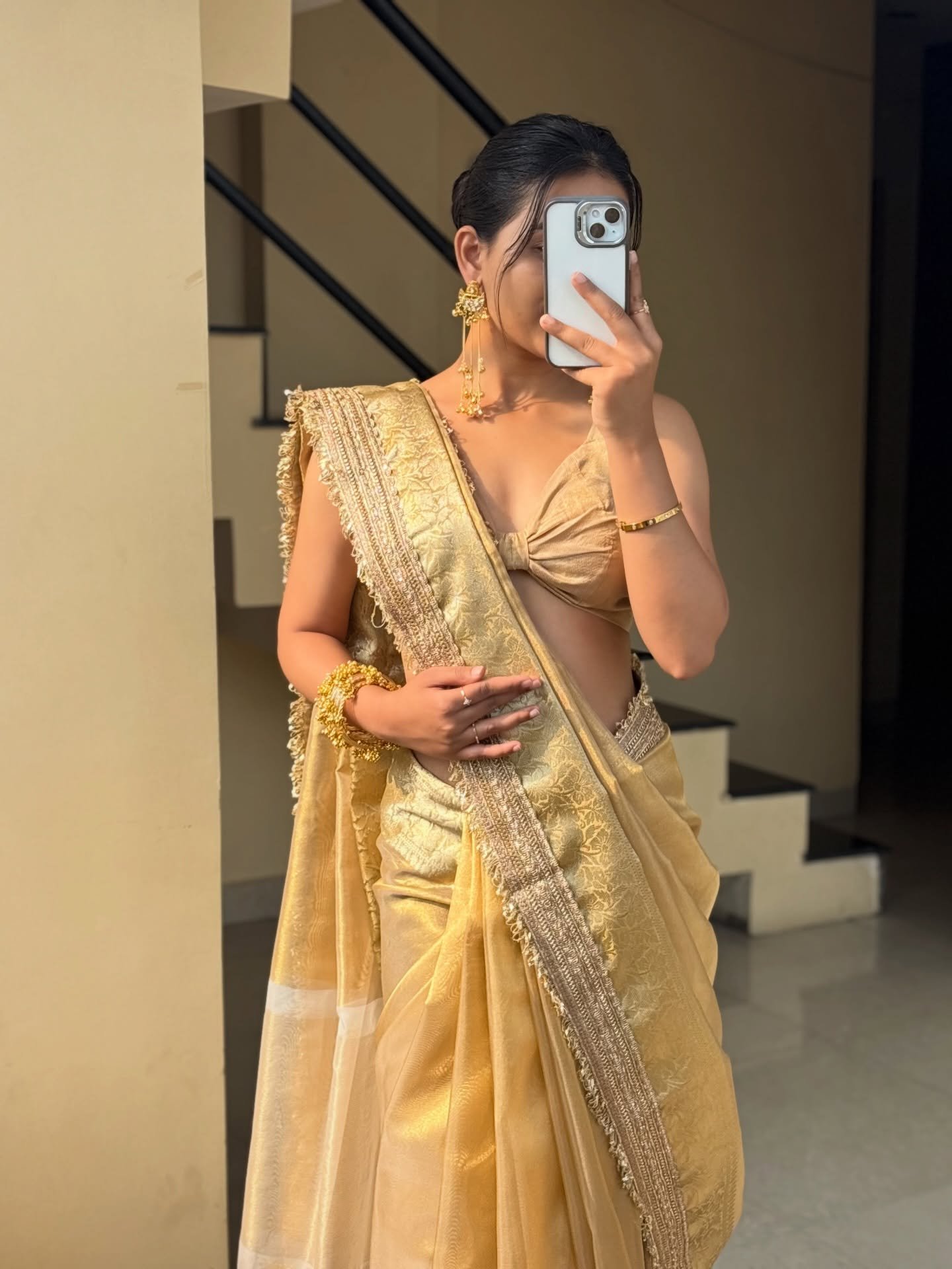 Golden Tissue Designer Saree
