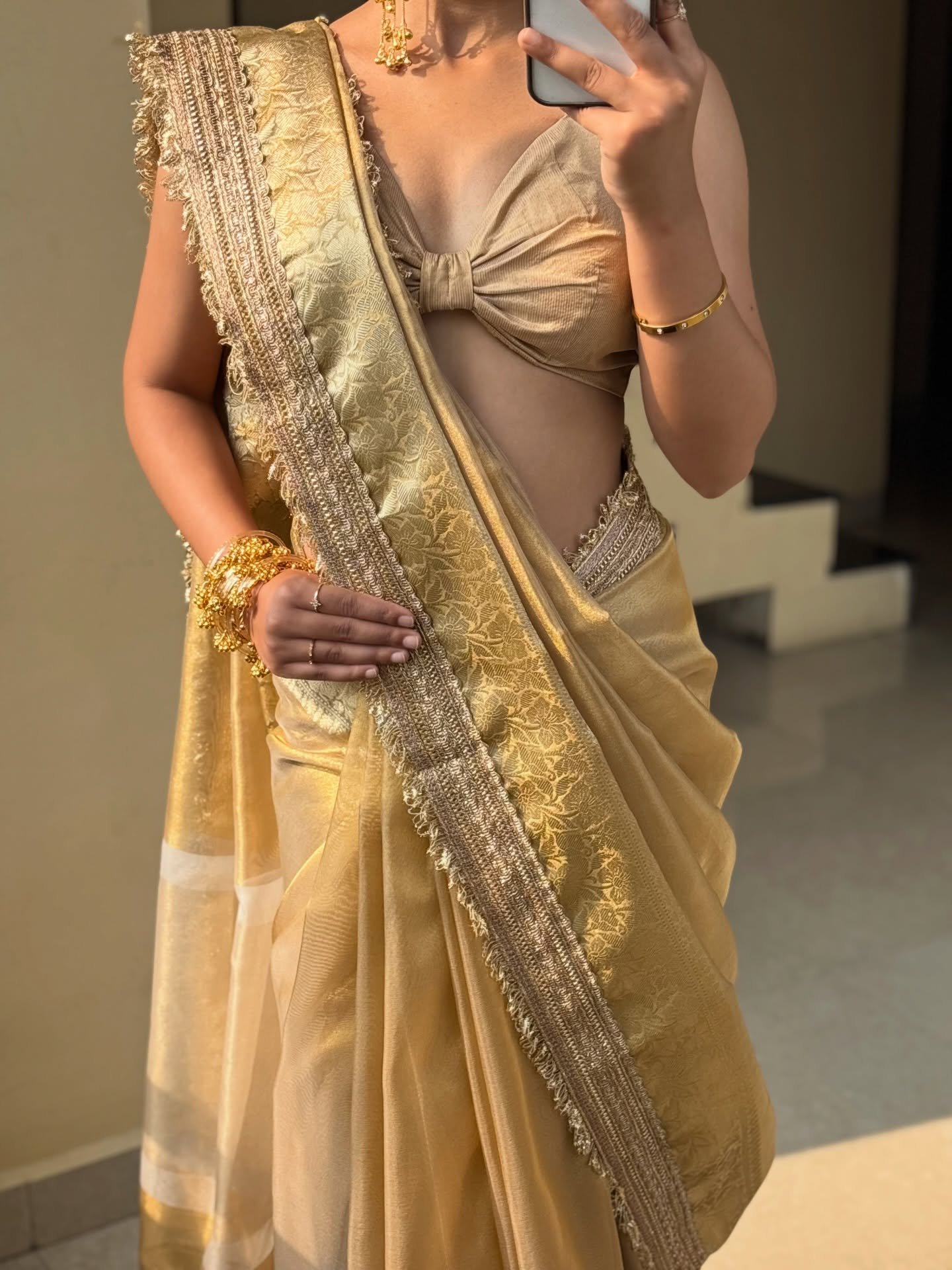 Golden Tissue Designer Saree