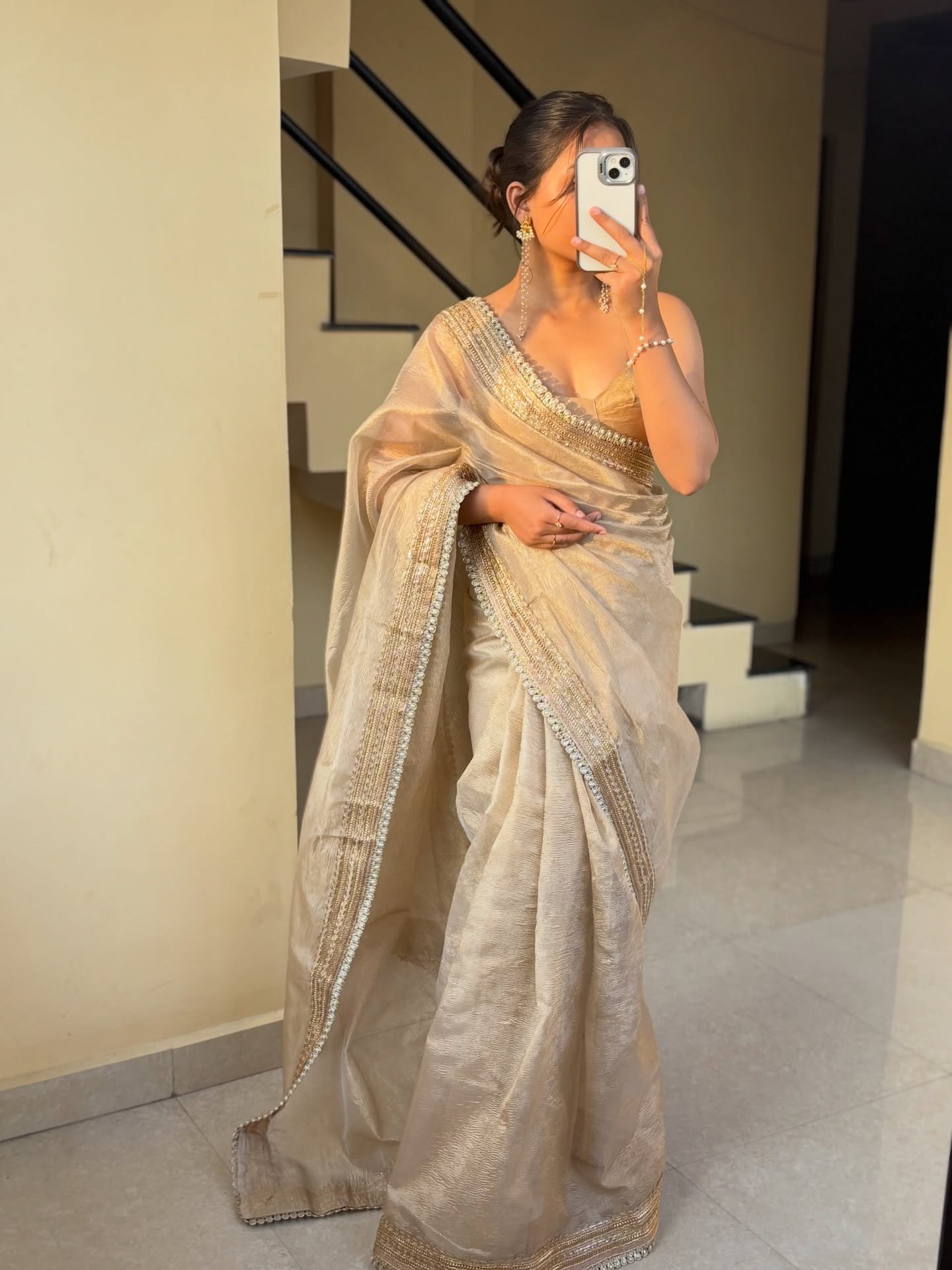 Champagne Gold Elegant Saree