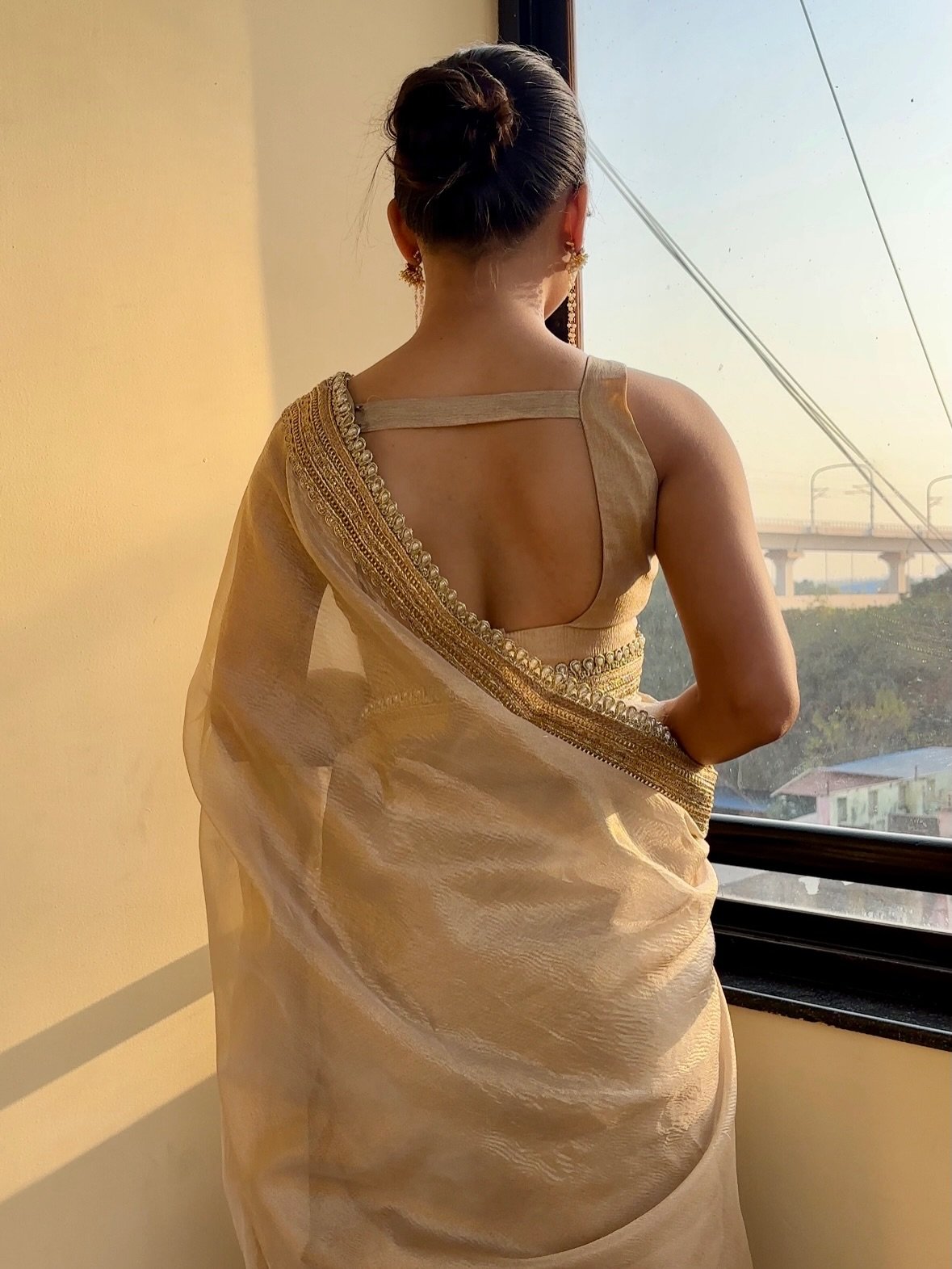 Champagne Gold Elegant Saree