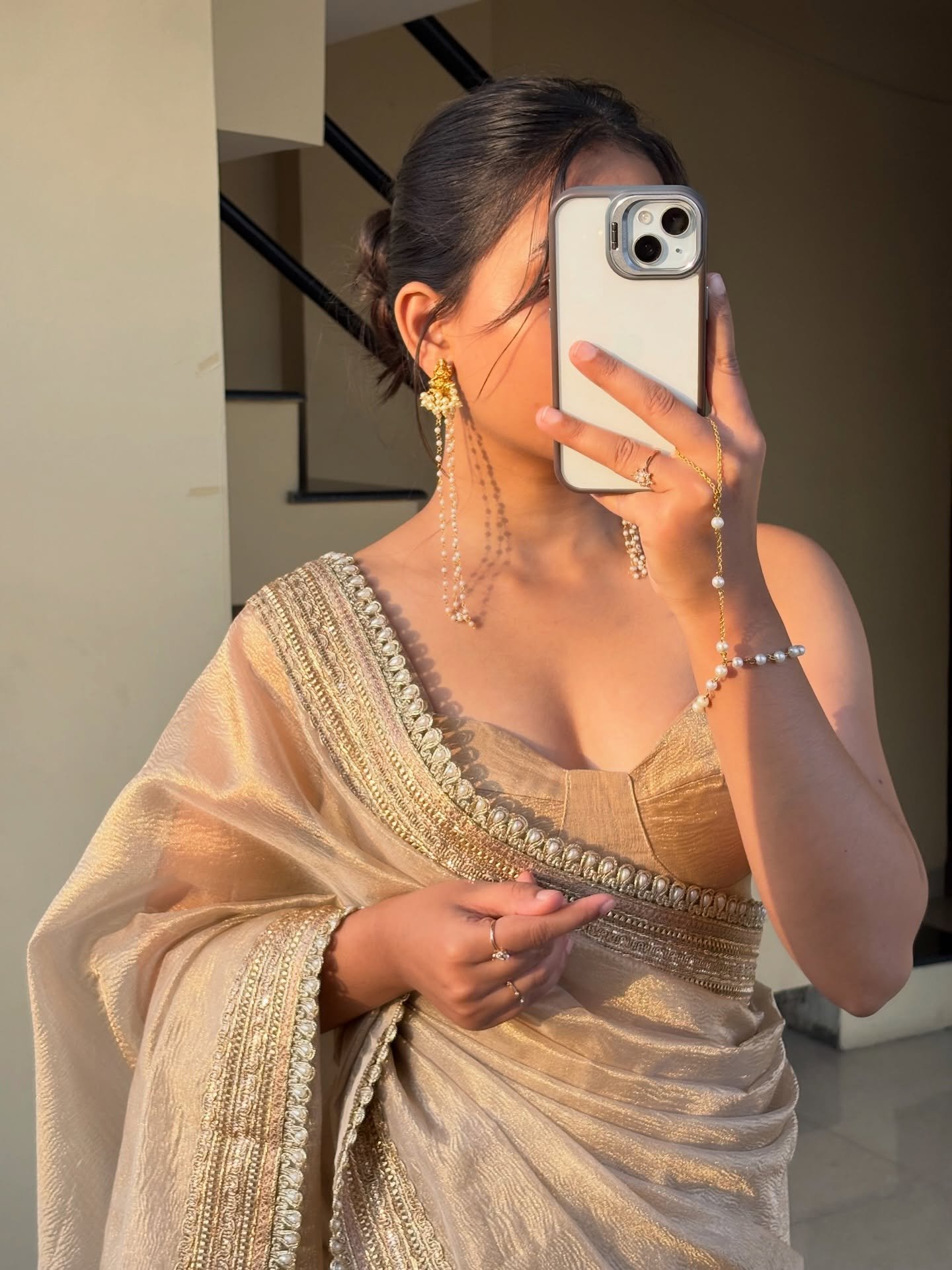 Champagne Gold Elegant Saree