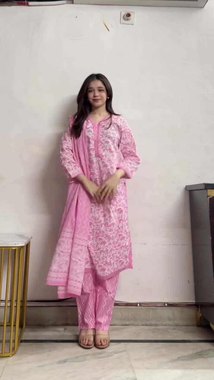 Minimal Beige Cotton Kurti Set