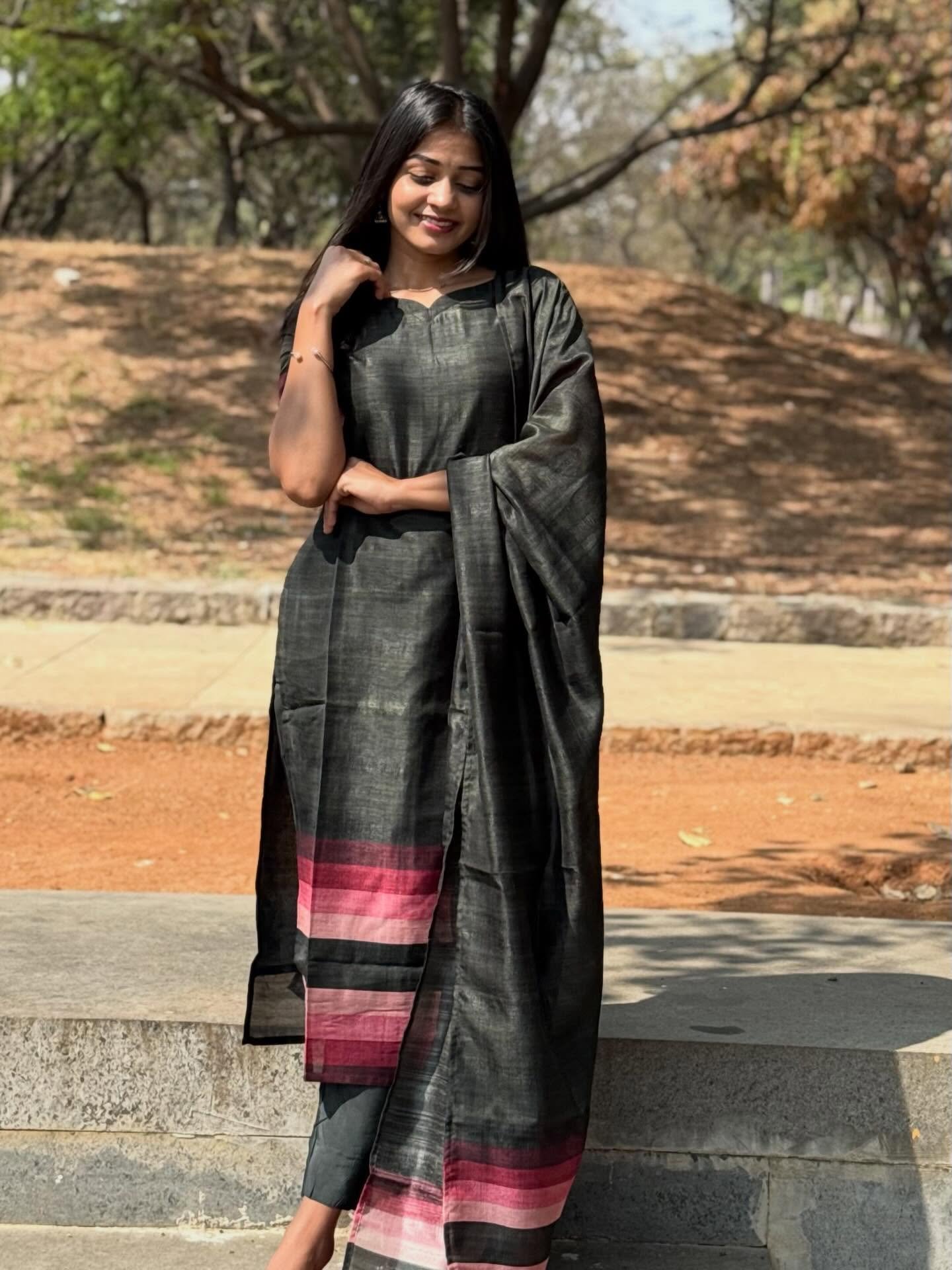 Classic Grey Handloom Style Saree